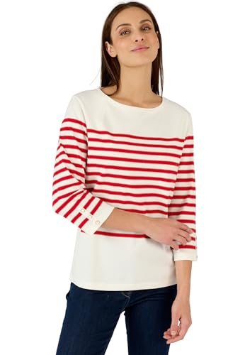 Damart Prêt-à-porter Mariniera Brillante maglia bianco rosso a righe manica 3/4