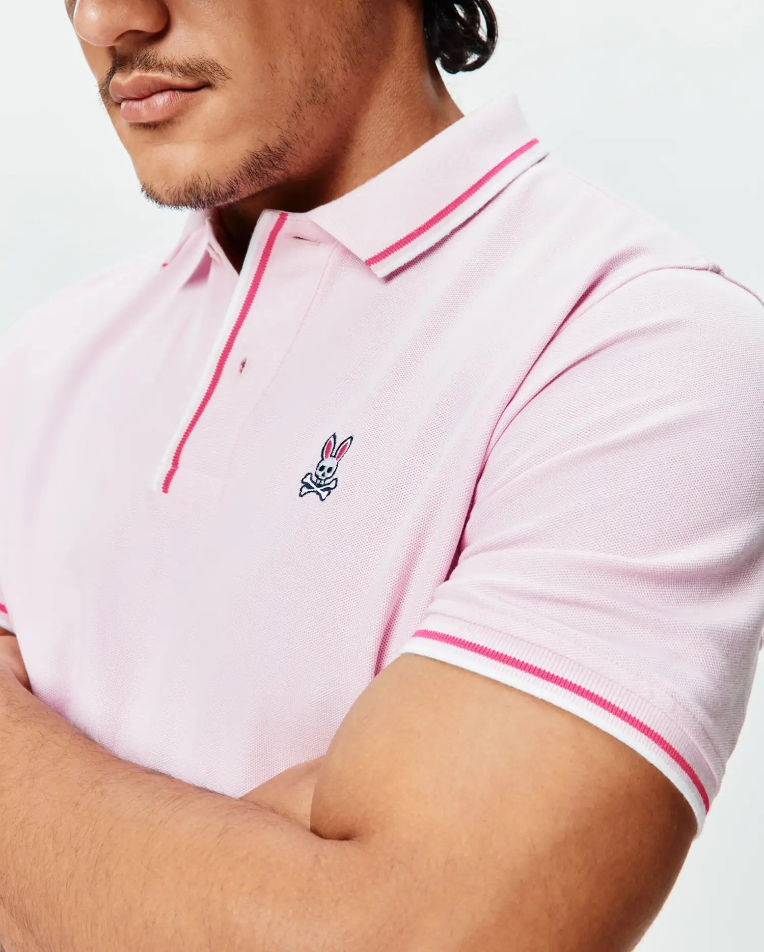 Psycho Bunny Men's Polos Faye Pique Polo polo rosa taglie uomo