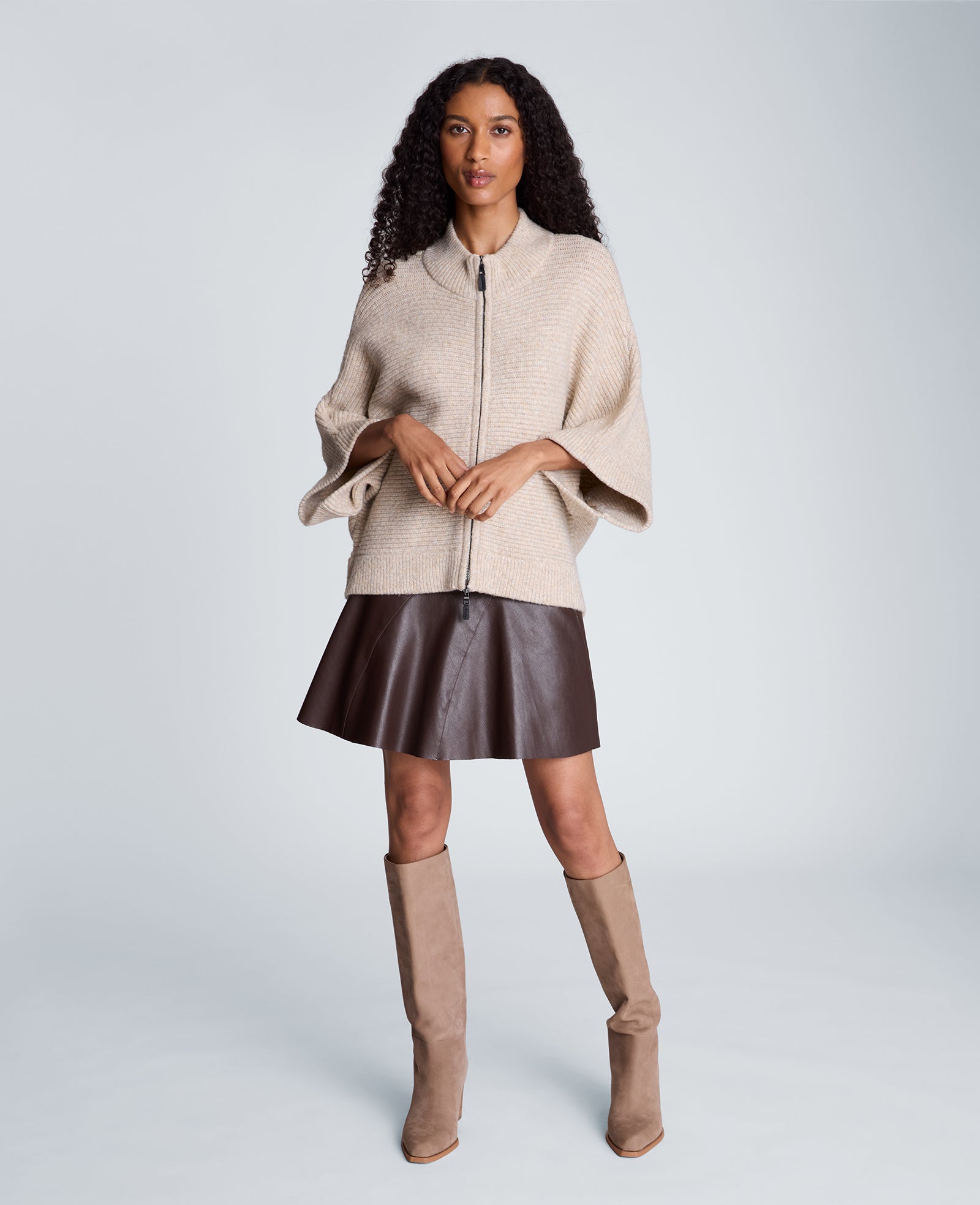 Kenneth Cole Reaction Clothing Elbow Sleeve Doleman Zip Cardigan cardigan Driftwood Heather con zip