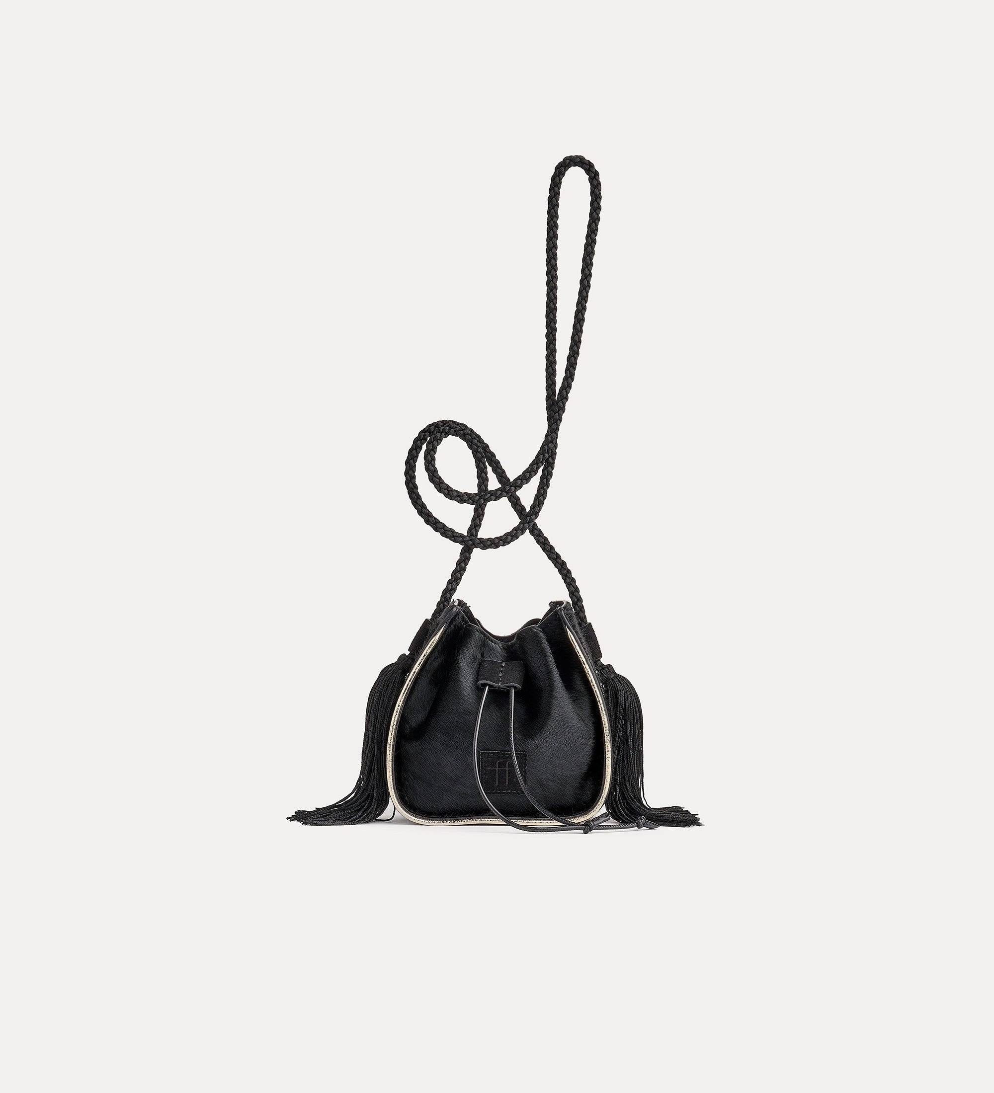 Forte borse e cinture “my pepita” mini bucket bag borsa mini nera U pony skin