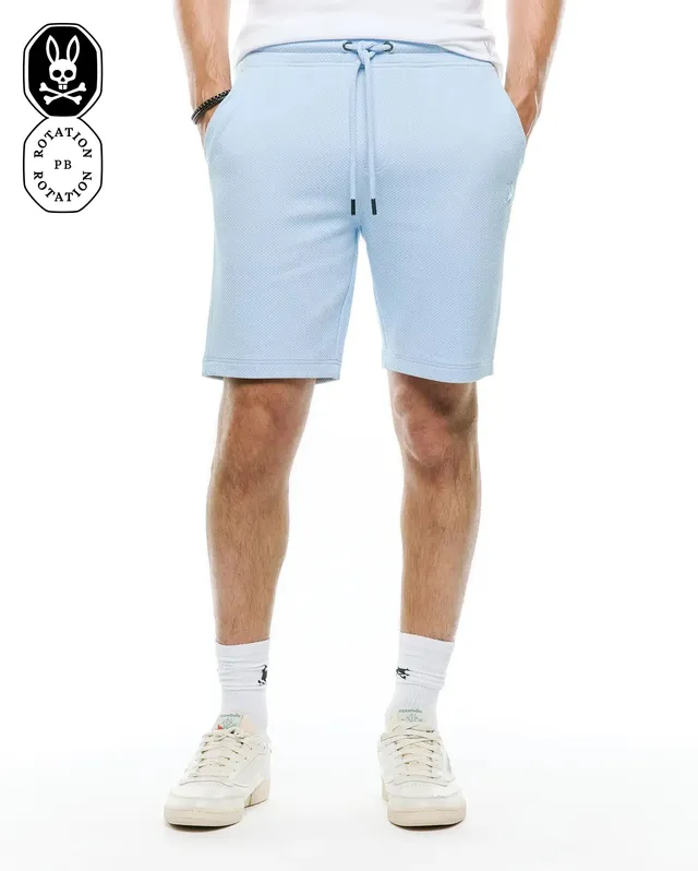 Psycho Bunny Men's Shorts Marc Textured Knit Short 8" MB0900064 Shorts blu elasticizzati