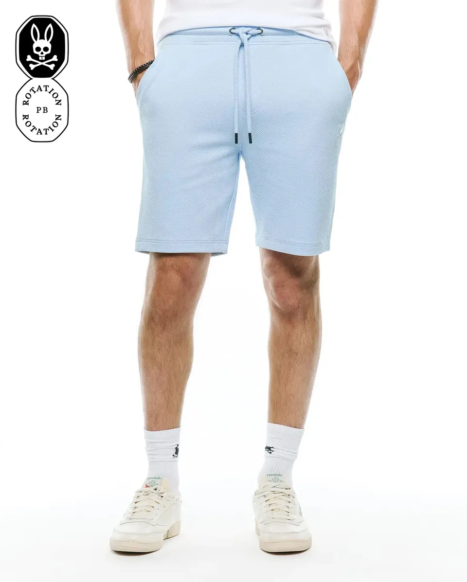 Psycho Bunny Men's Shorts Marc Textured Knit Short 8" MB0900064 Shorts blu elasticizzati
