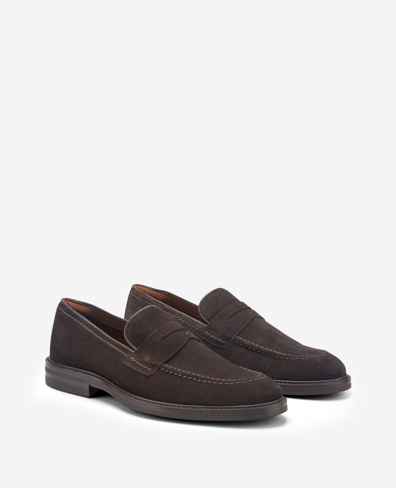 Kenneth Cole Reaction Shoes Ofrey Penny Loafer mocassino Mocha Brown Suede in pelle