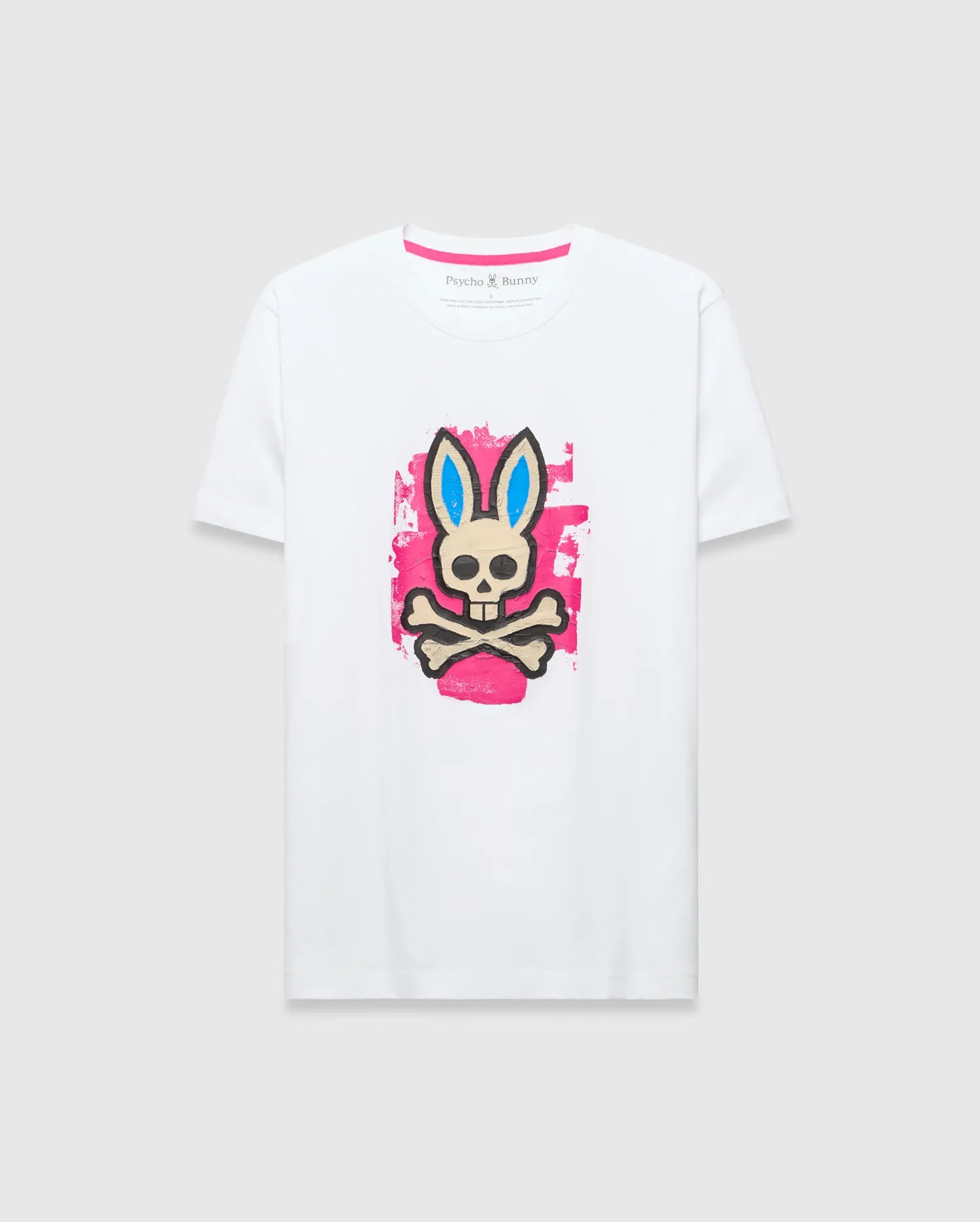 Psycho Bunny Men's Tees Marcus Graphic Tee maglietta bianca in cotone Pima