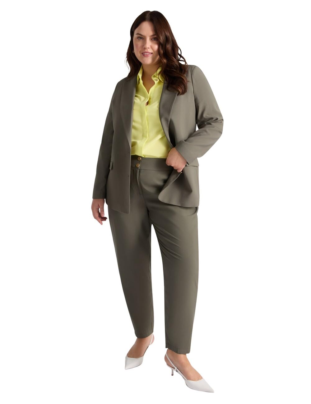 Fiorella Rubino Pantaloni Carrot Fit, taglie 46-48 Plus, tasche all’americana