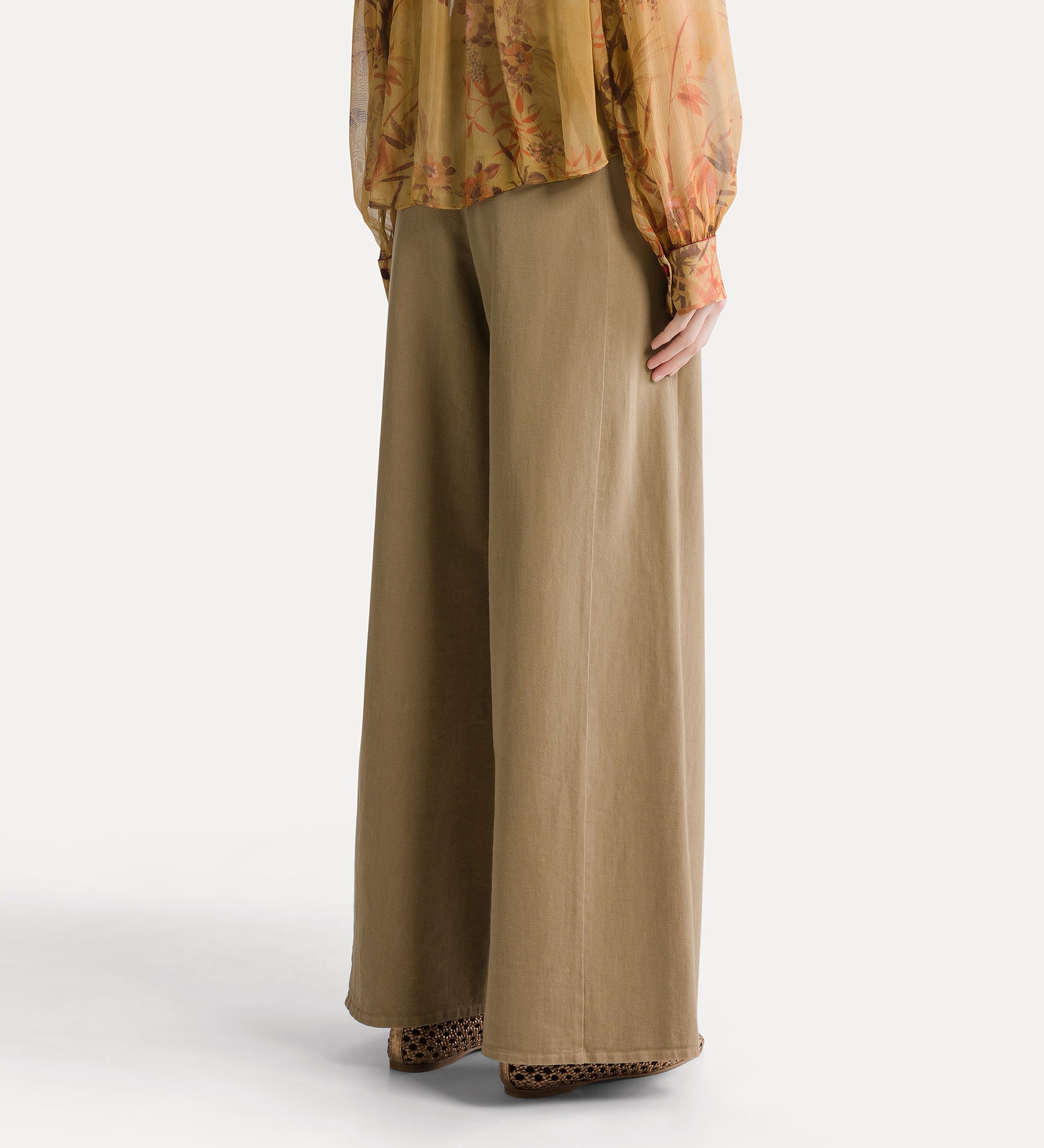 Forte pantaloni pantaloni in twill di cotone Cumino ampi