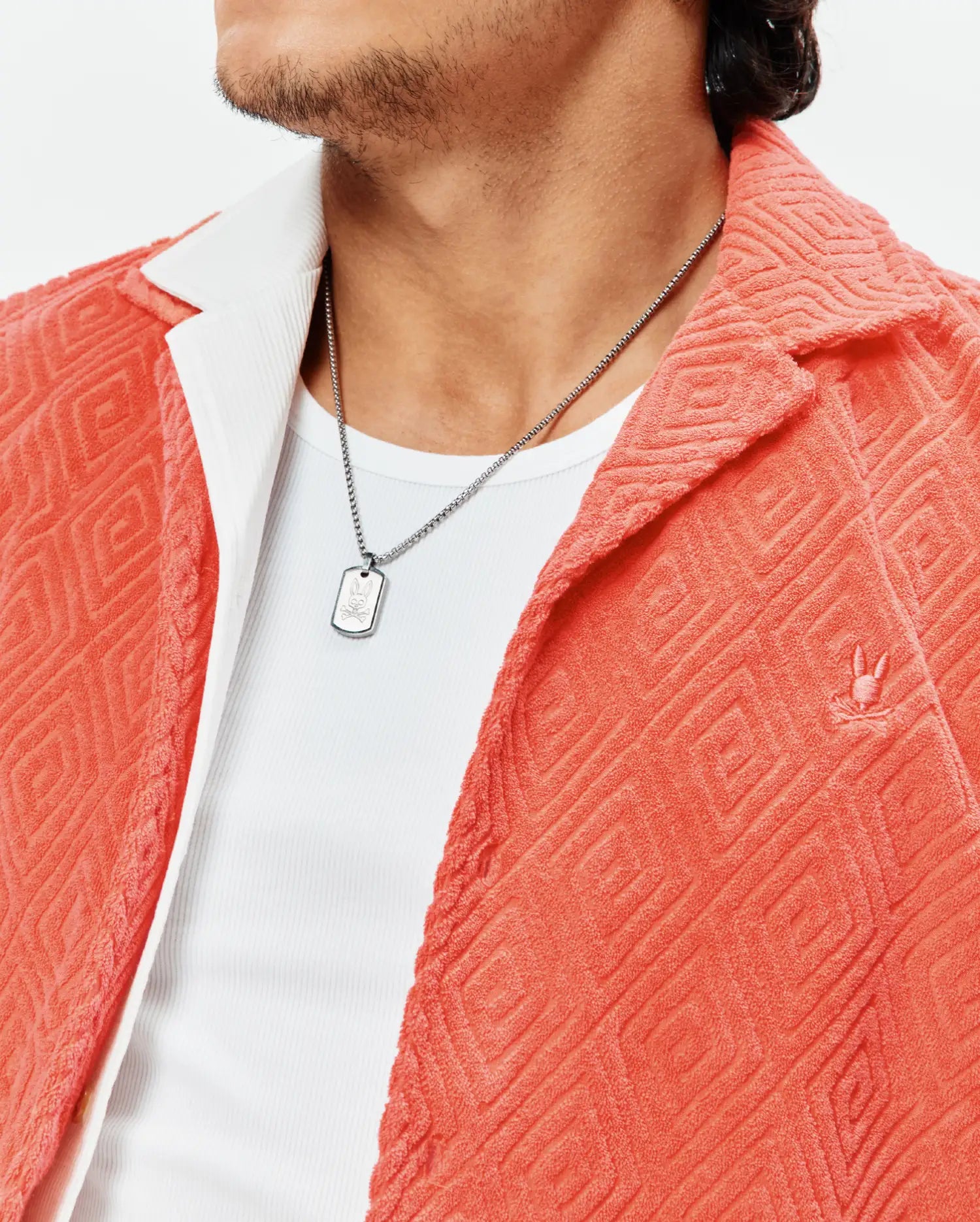 Psycho Bunny Men's Shirts Tristan Shirt camicia in spugna arancione