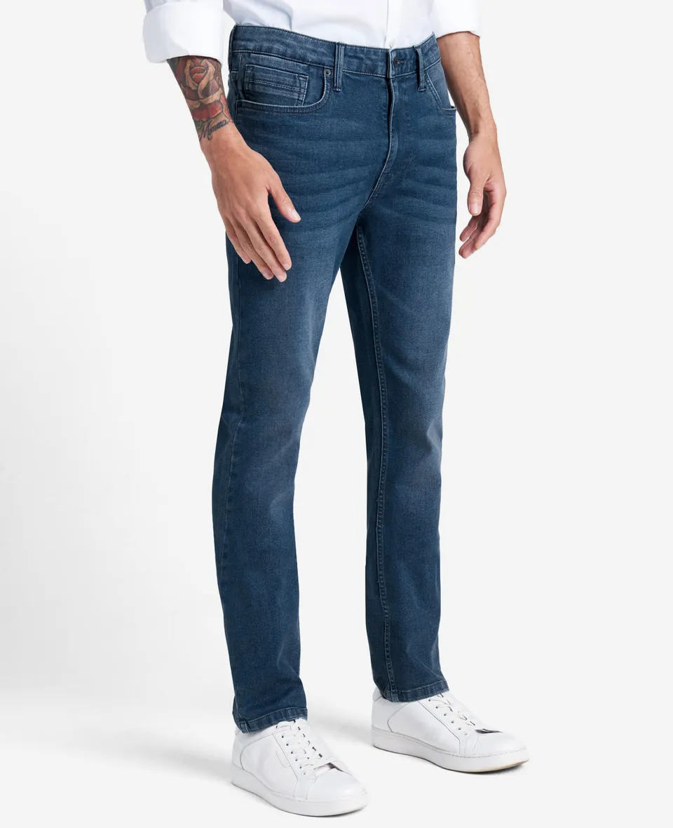 Kenneth Cole Reaction Clothing Slim-Fit Recycled Stretch Denim Jean jeans Leroy blu medio