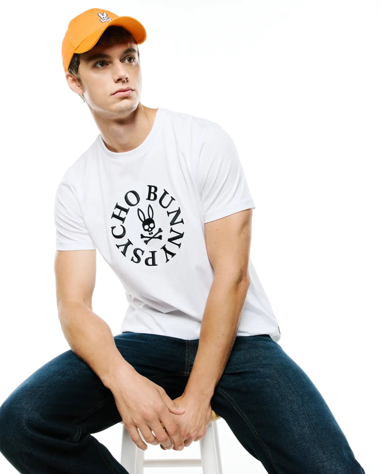 Psycho Bunny Men's Tees Vallance Graphic Tee maglietta bianca cotone Pima