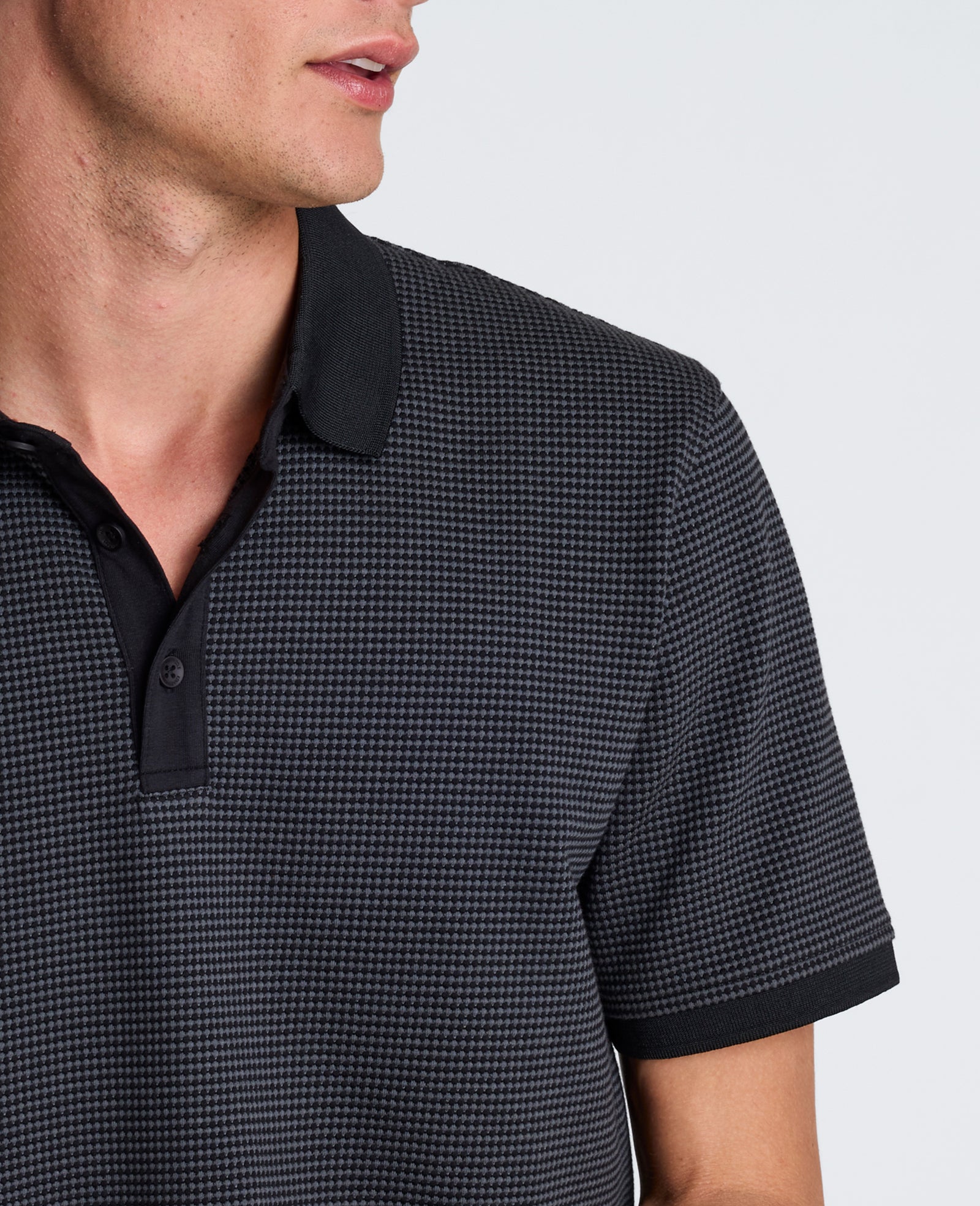 Kenneth Cole Reaction Clothing Contrast Placket Short Sleeve Polo polo antracite/nero