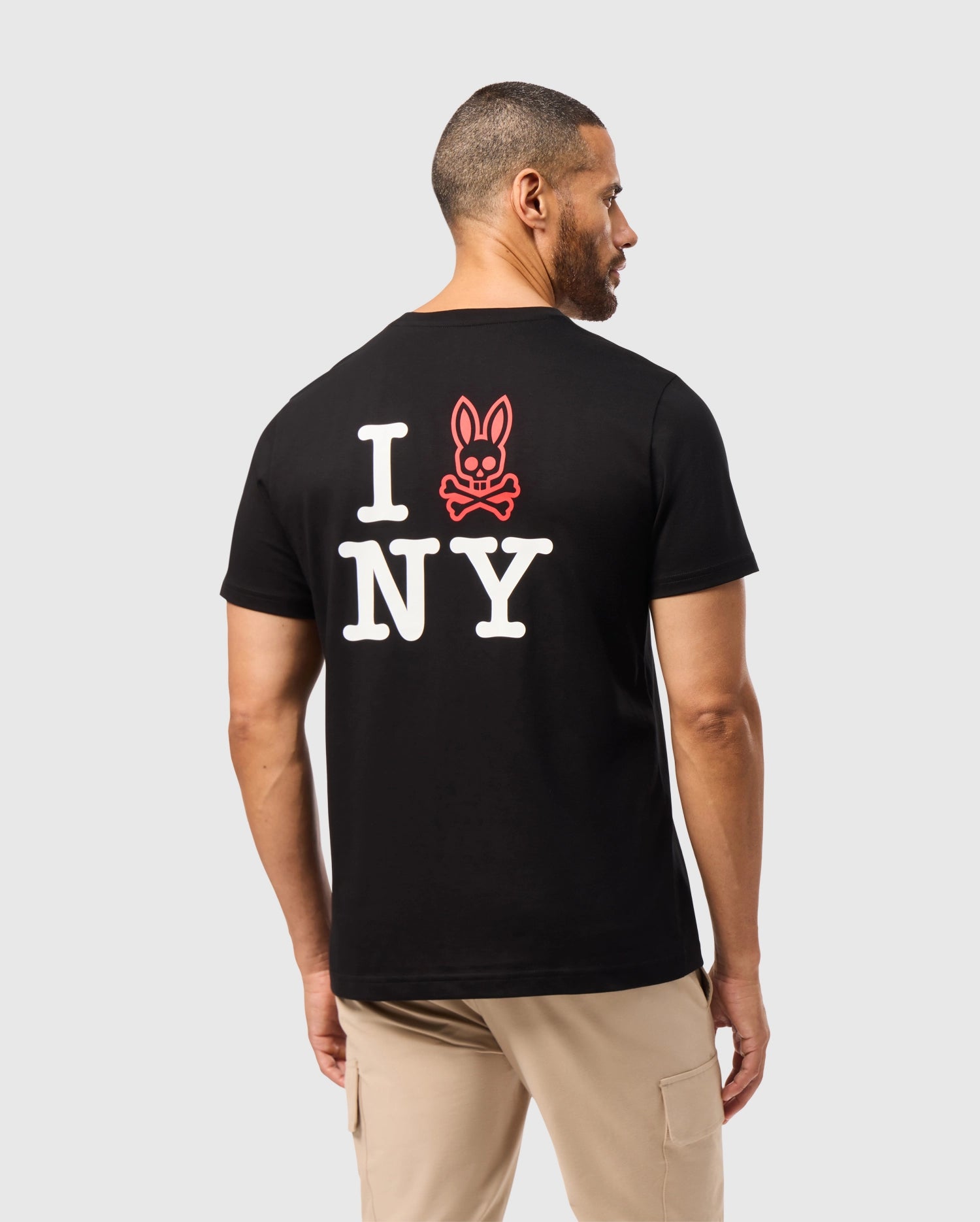 Psycho Bunny Men's Tees New York Tee B6U554W1PC T-shirt nera in cotone Pima