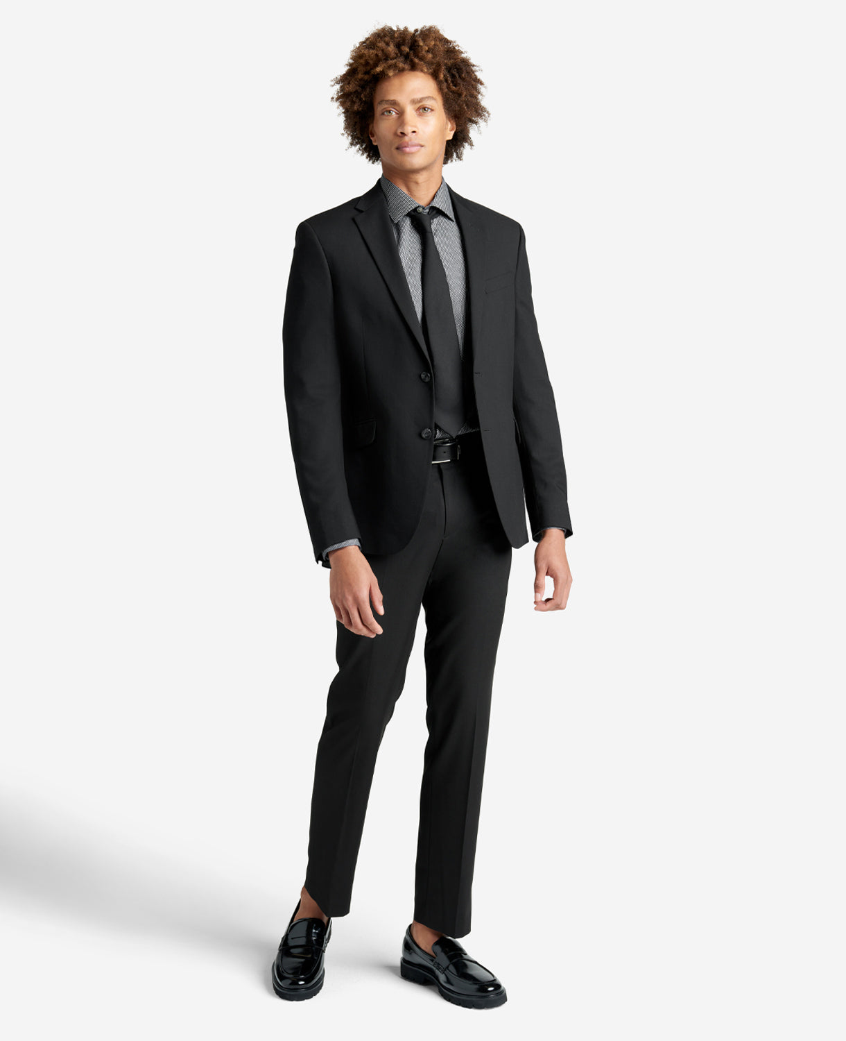 Kenneth Cole Reaction Clothing Slim-Fit Button-Down Stretch Dress Shirt with TEK FIT camicia nera