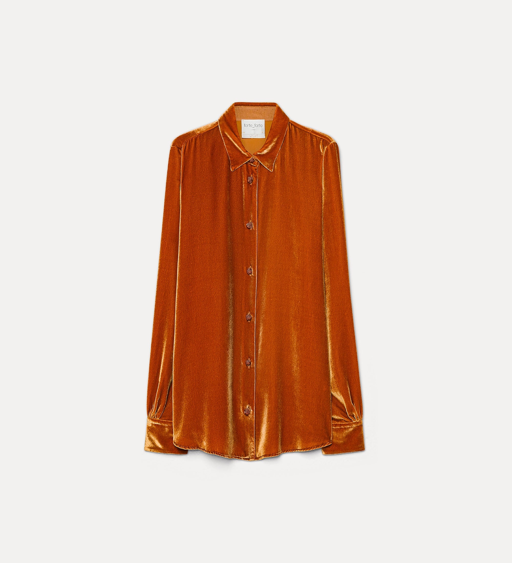 Forte camicie silk and viscose velvet shirt mandarin camicia arancione
