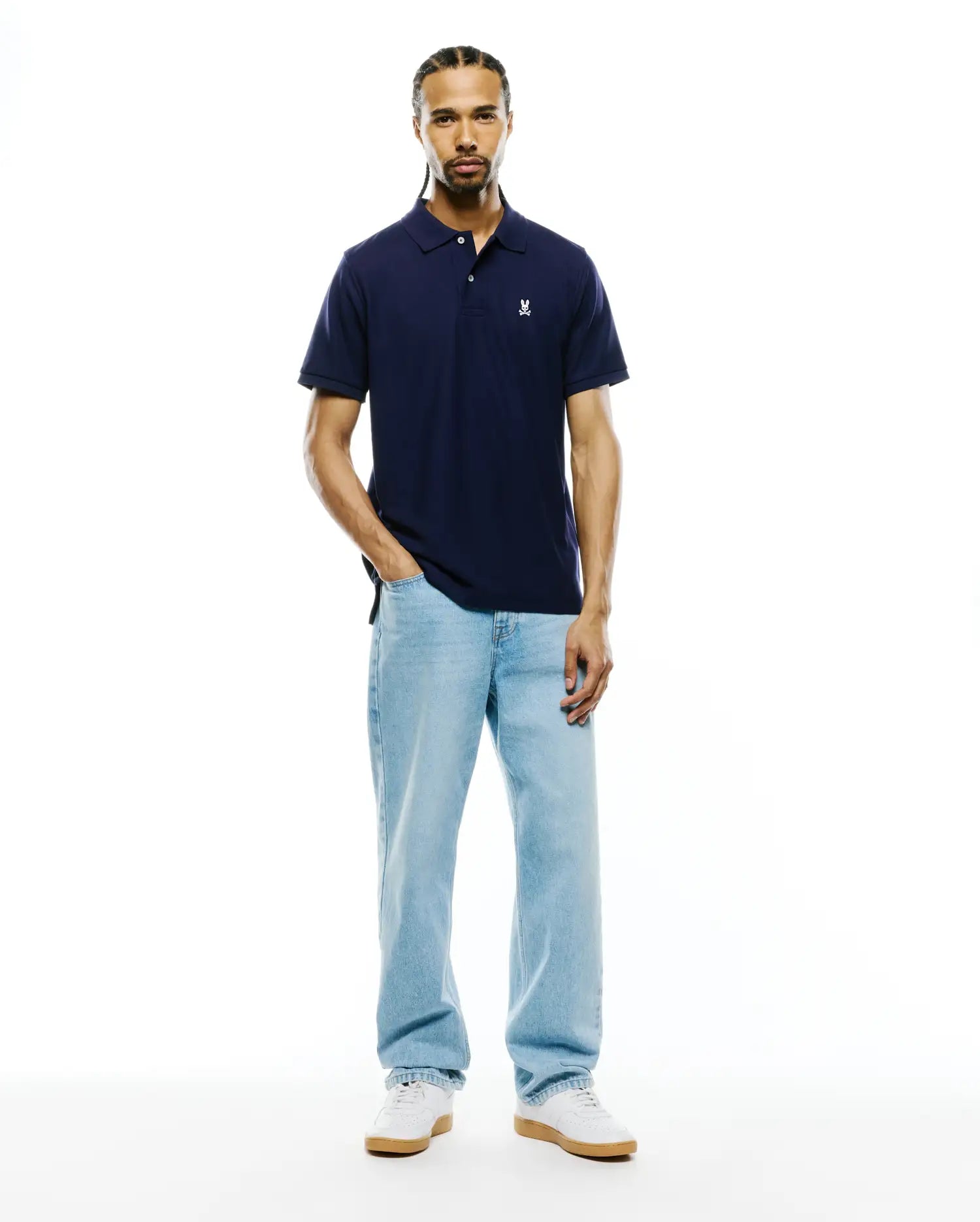 Psycho Bunny Men's Polos B6K001CRPC polo Evening Blue cotone Pima