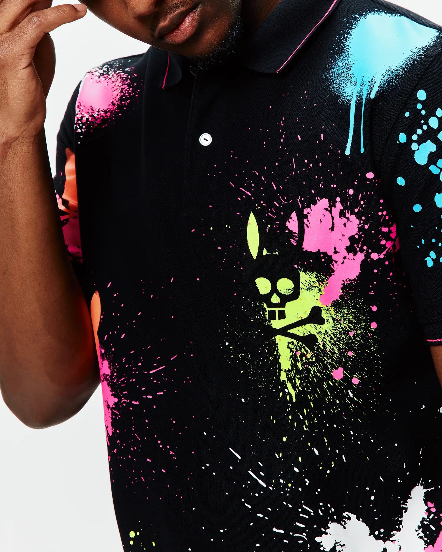 Psycho Bunny Men's Polos Quintin Pique Polo polo nera cotone Pima ricamato