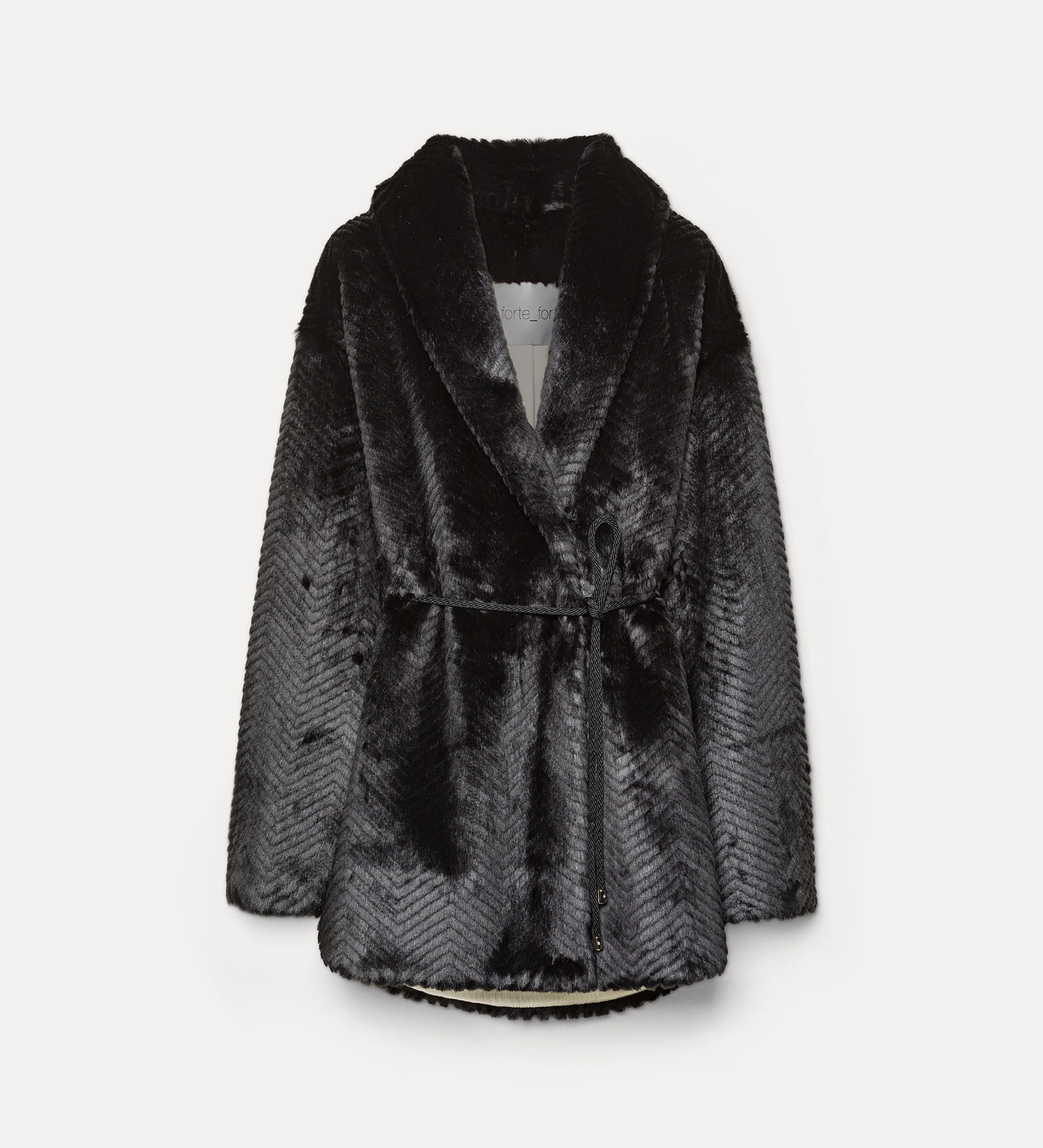 Forte capispalla e kimono cappotto ecopelliccia chevron nero midi