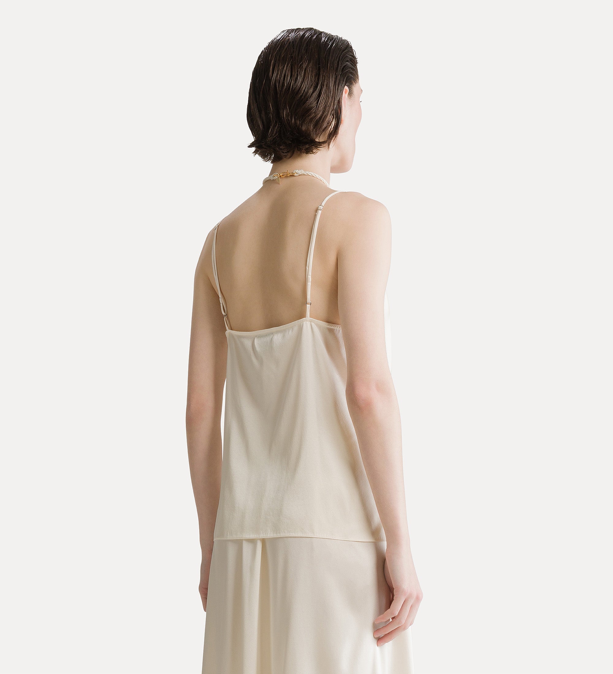 Forte top heavy silk satin top top avorio in seta