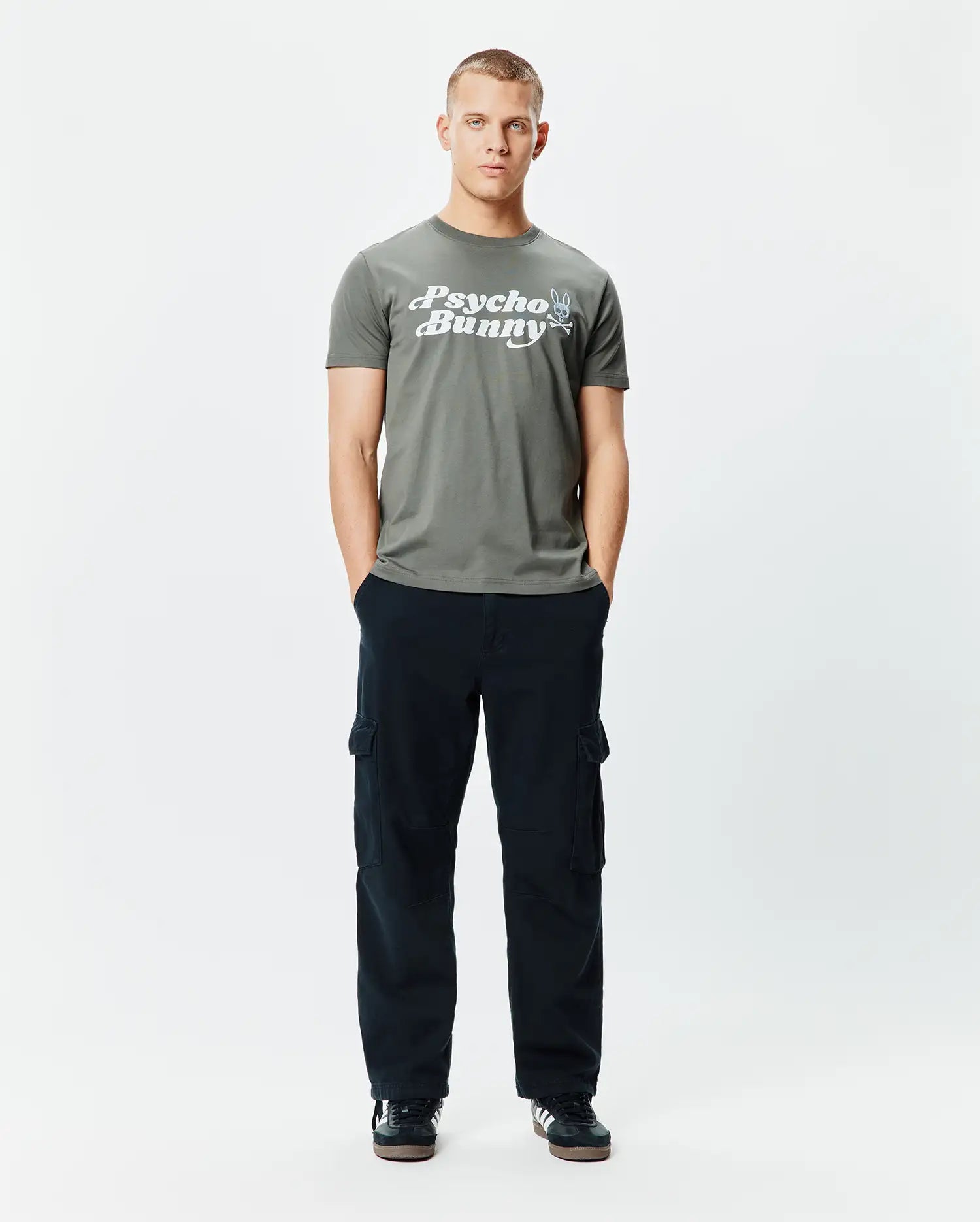 Psycho Bunny Men's Tees Byron Wordmark Tee MT0200313 T-shirt verde 100% cotone Pima