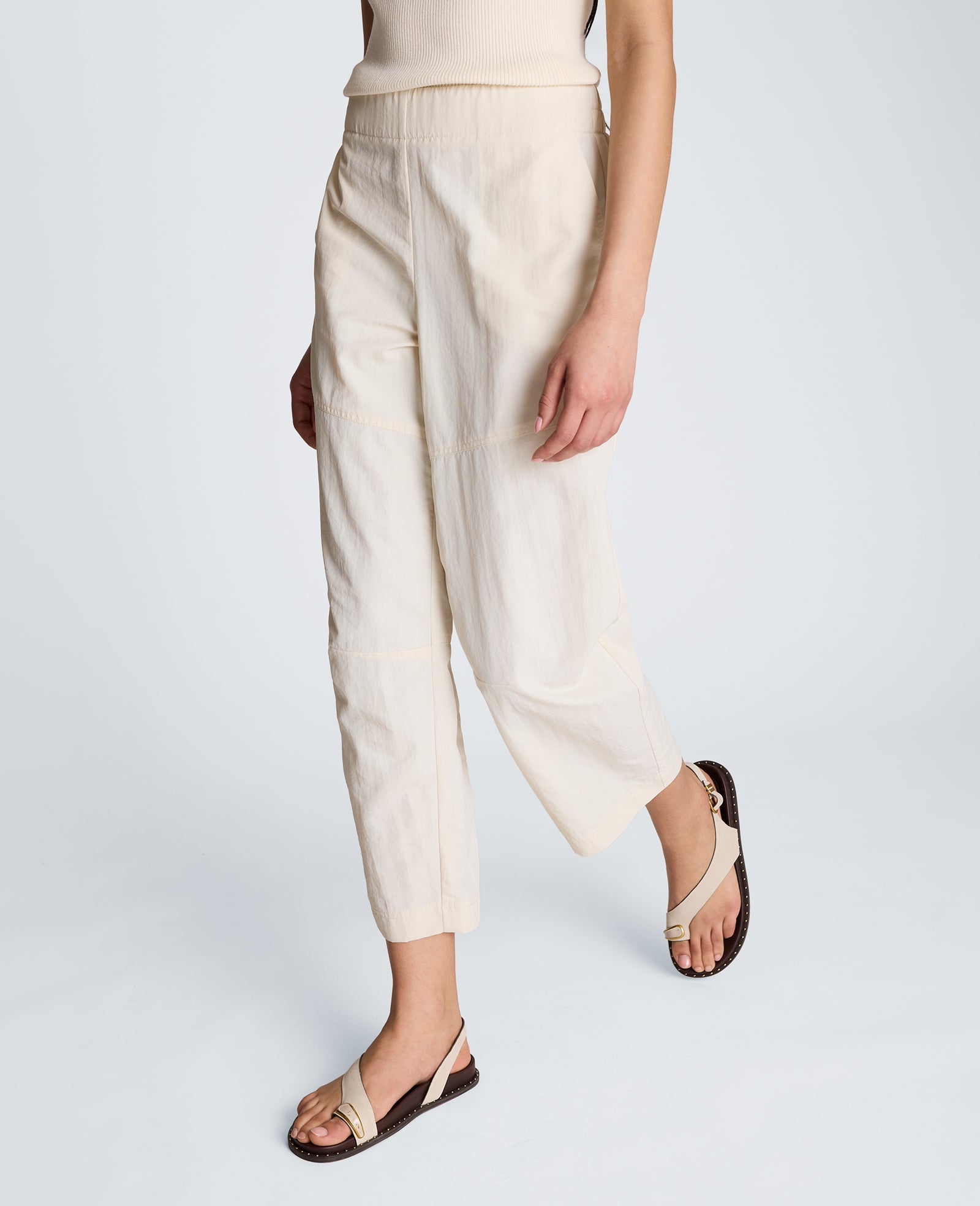 Kenneth Cole Reaction Clothing Pull On Barrel Leg Pant pantaloni oyster nylon