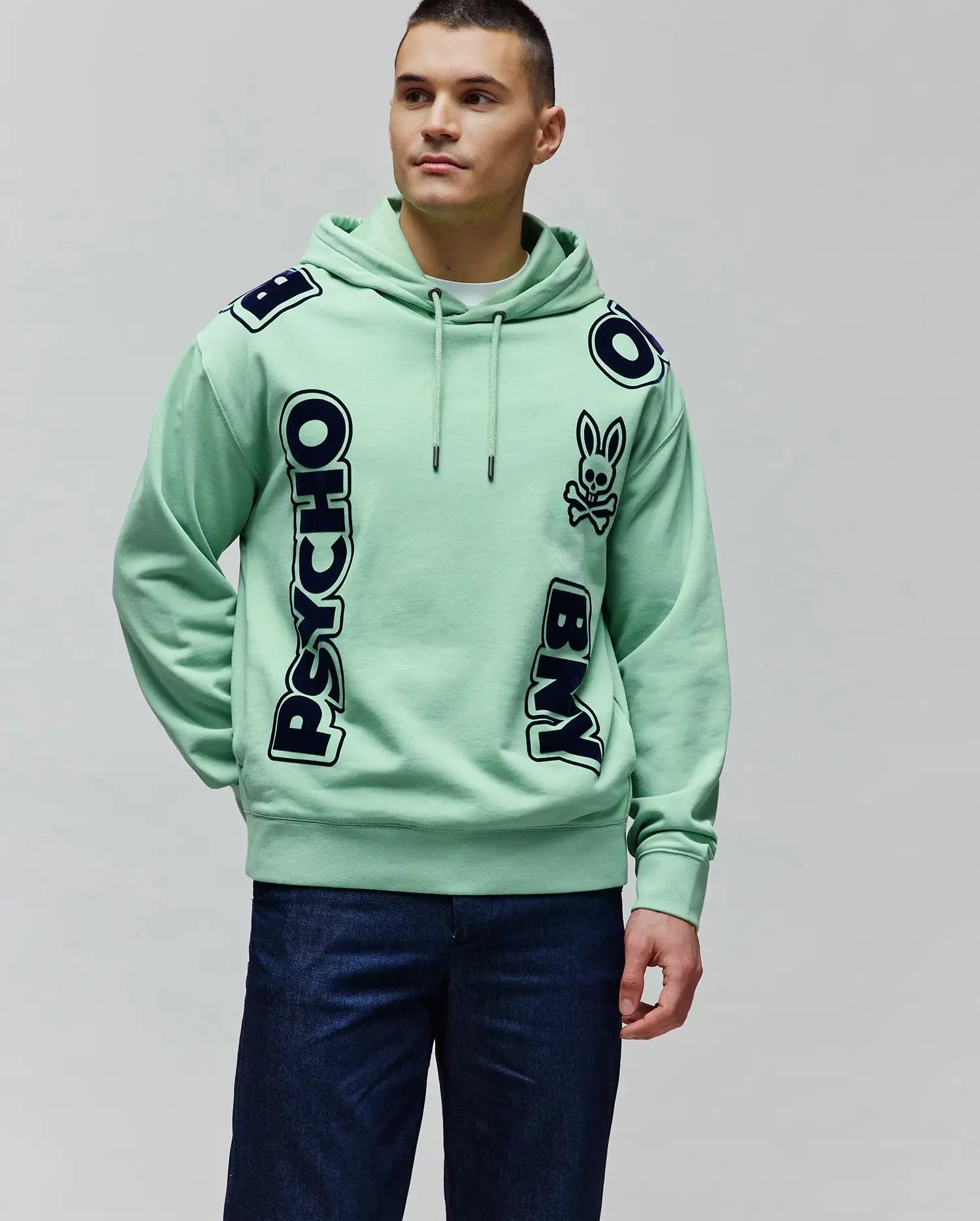 Psycho Bunny Men's Sweatshirts & Hoodies MENS TOBY OVERSIZED HOODIE MT0500133 felpa verde oversize