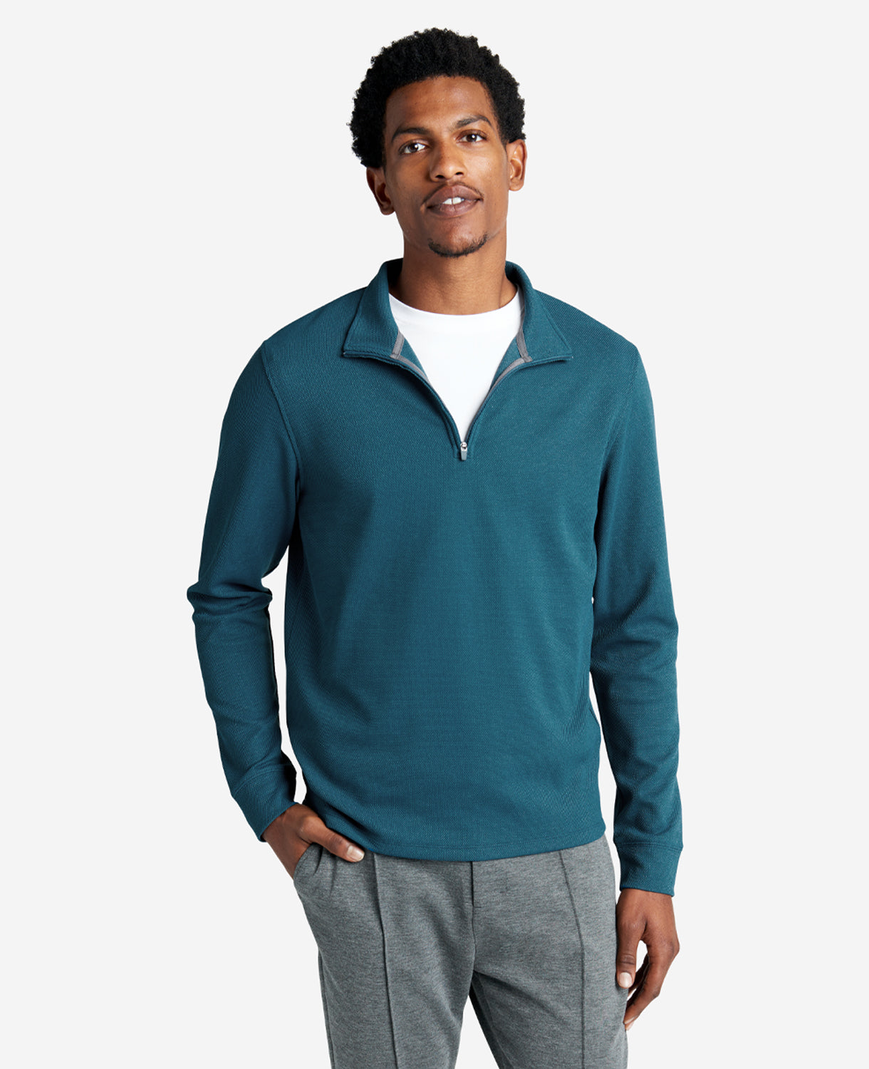 Kenneth Cole Reaction Kenneth Cole Sport Quarter-Zip Knit Pullover maglia blu mezza zip traspirante