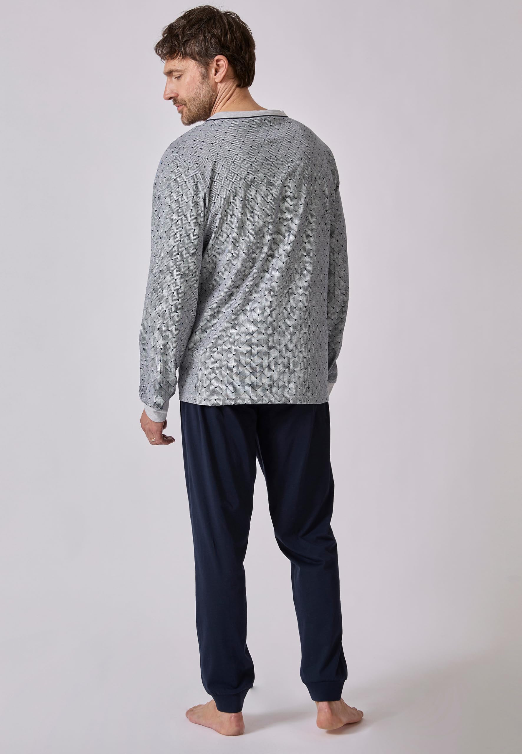Damart Homewear pigiama jogging uomo grigio effetto grafico S cotone