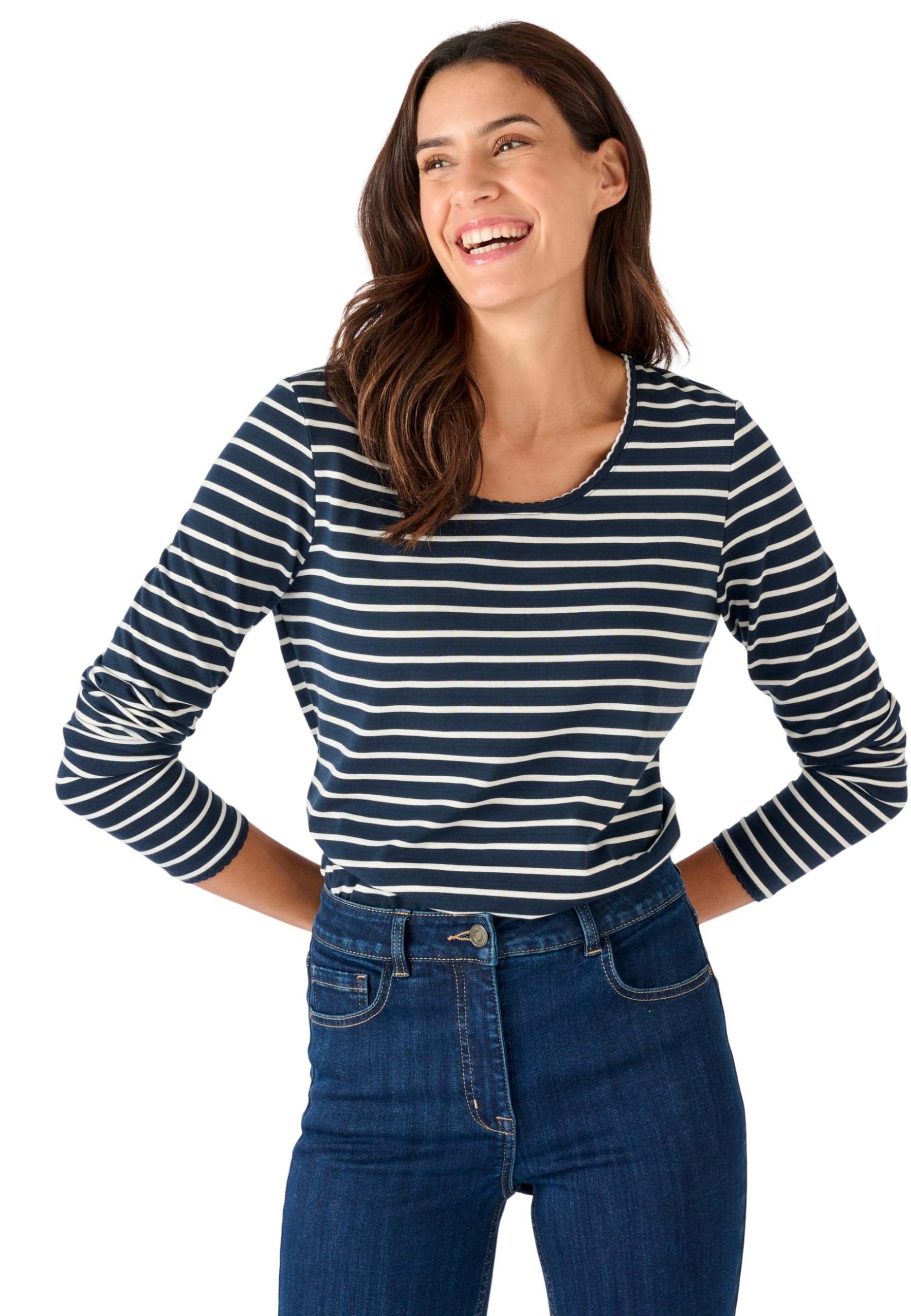 Damart Thermolactyl maglietta donna blu marino a righe
