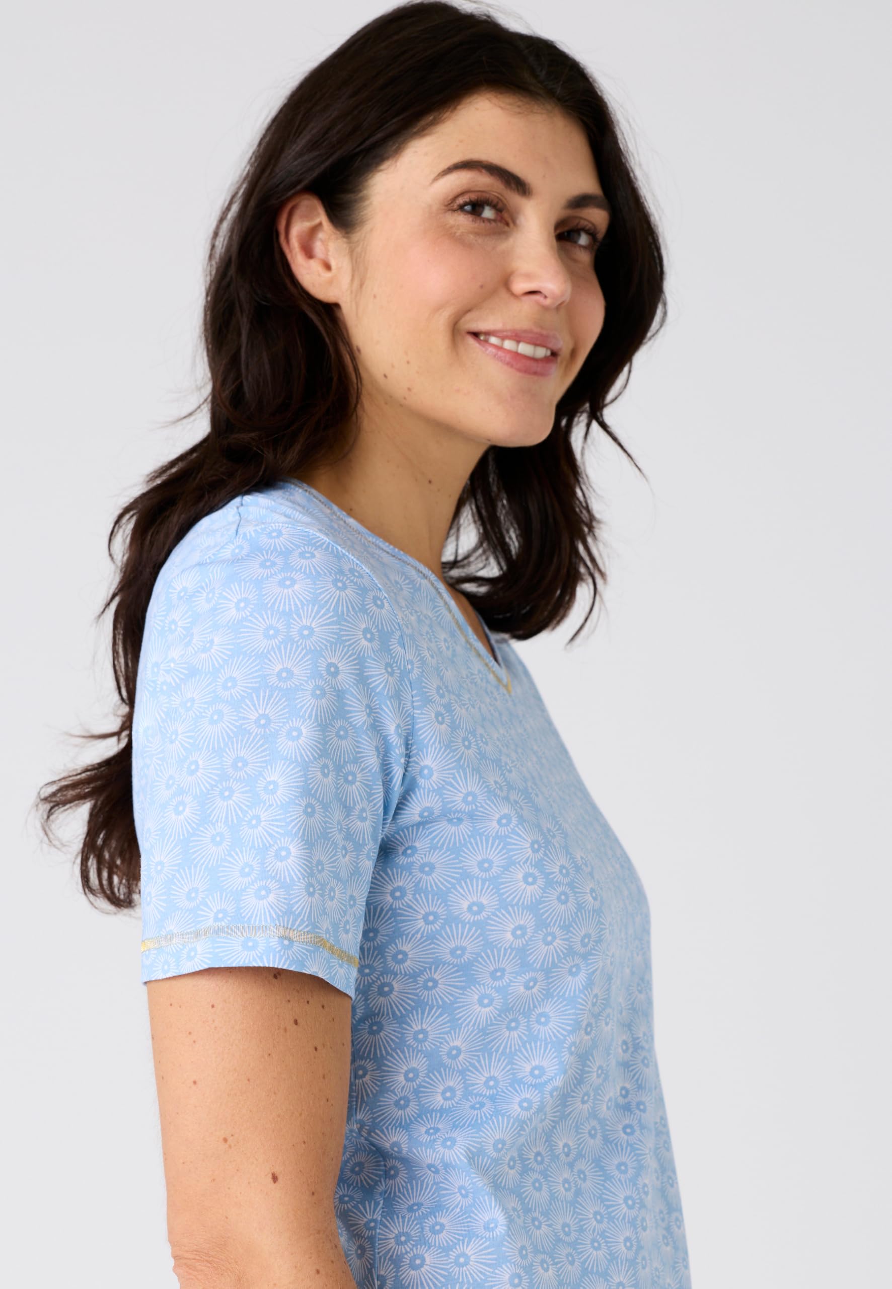 Damart Homewear Camicia da Notte XS blu in cotone jersey