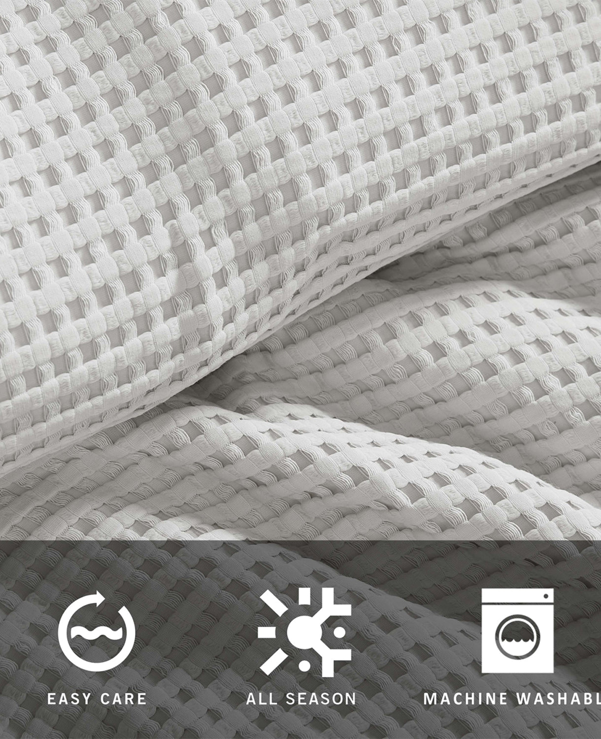 Kenneth Cole Reaction Home & Bedding Reversible Solid Grey Waffle set copripiumino grigio F/Q, waffle reversibile
