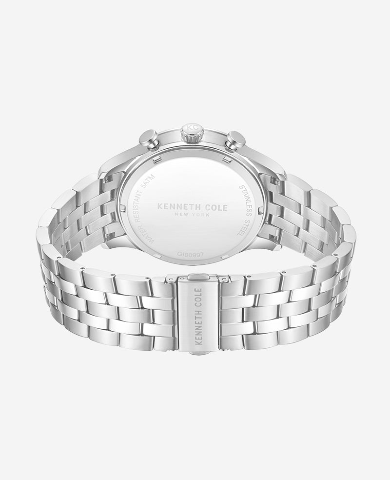 Kenneth Cole Reaction Watches Dress Sport Chronograph Blue Dial Stainless Steel Bracelet Watch orologio argento