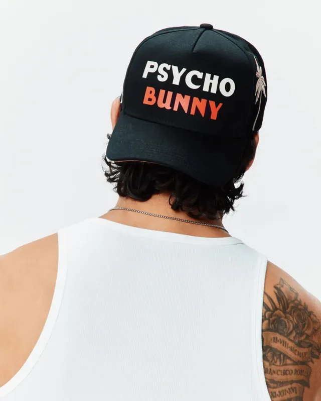 Psycho Bunny Accessories Brad Trucker Cap cappellino nero regolabile in cotone
