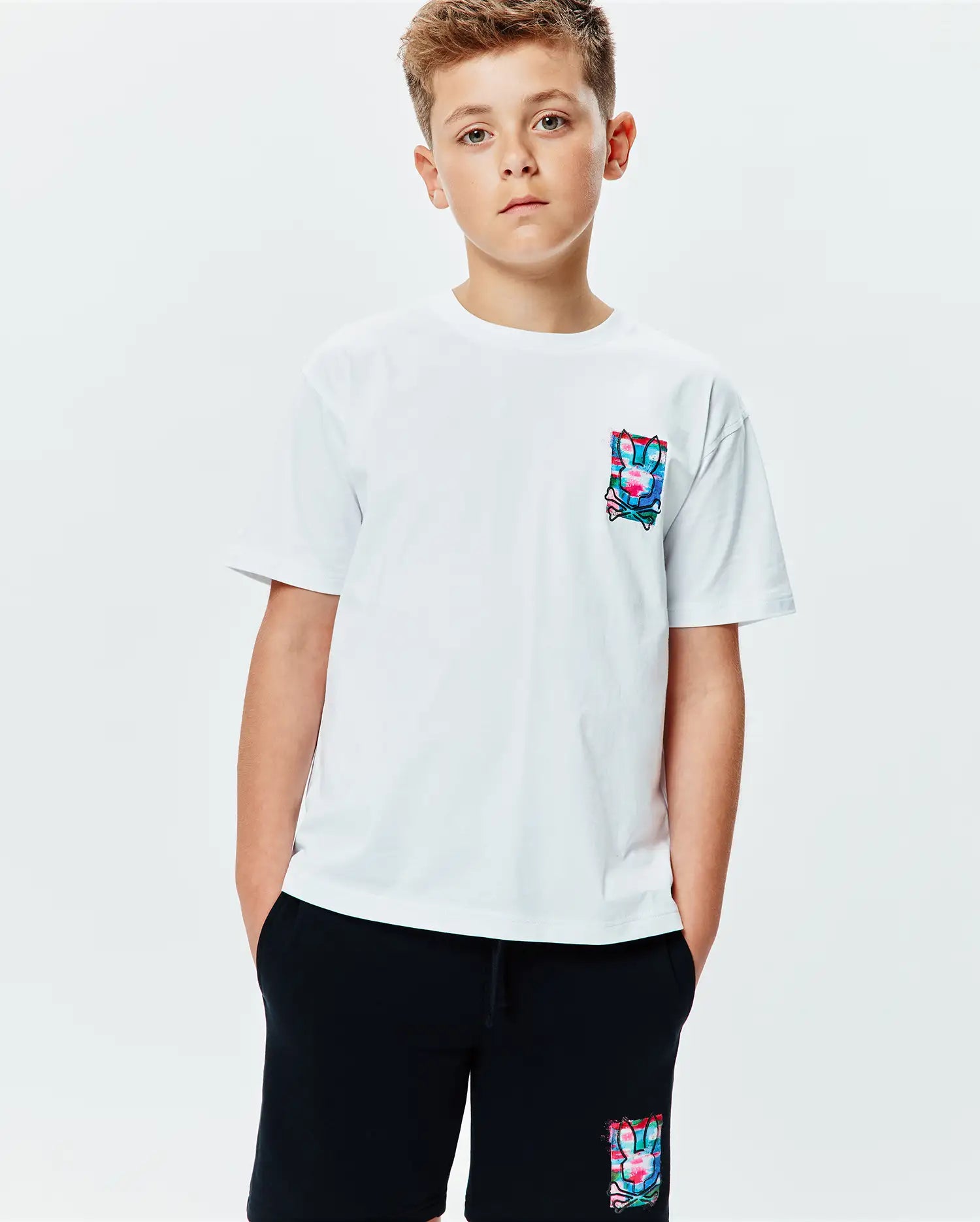 Psycho Bunny Kids Tees Isaac Relaxed Fit Tee maglietta bianca oversize