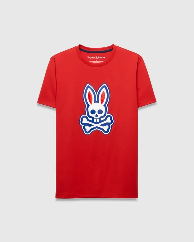 Psycho Bunny Men's Tees John Graphic T-shirt rossa in cotone Pima