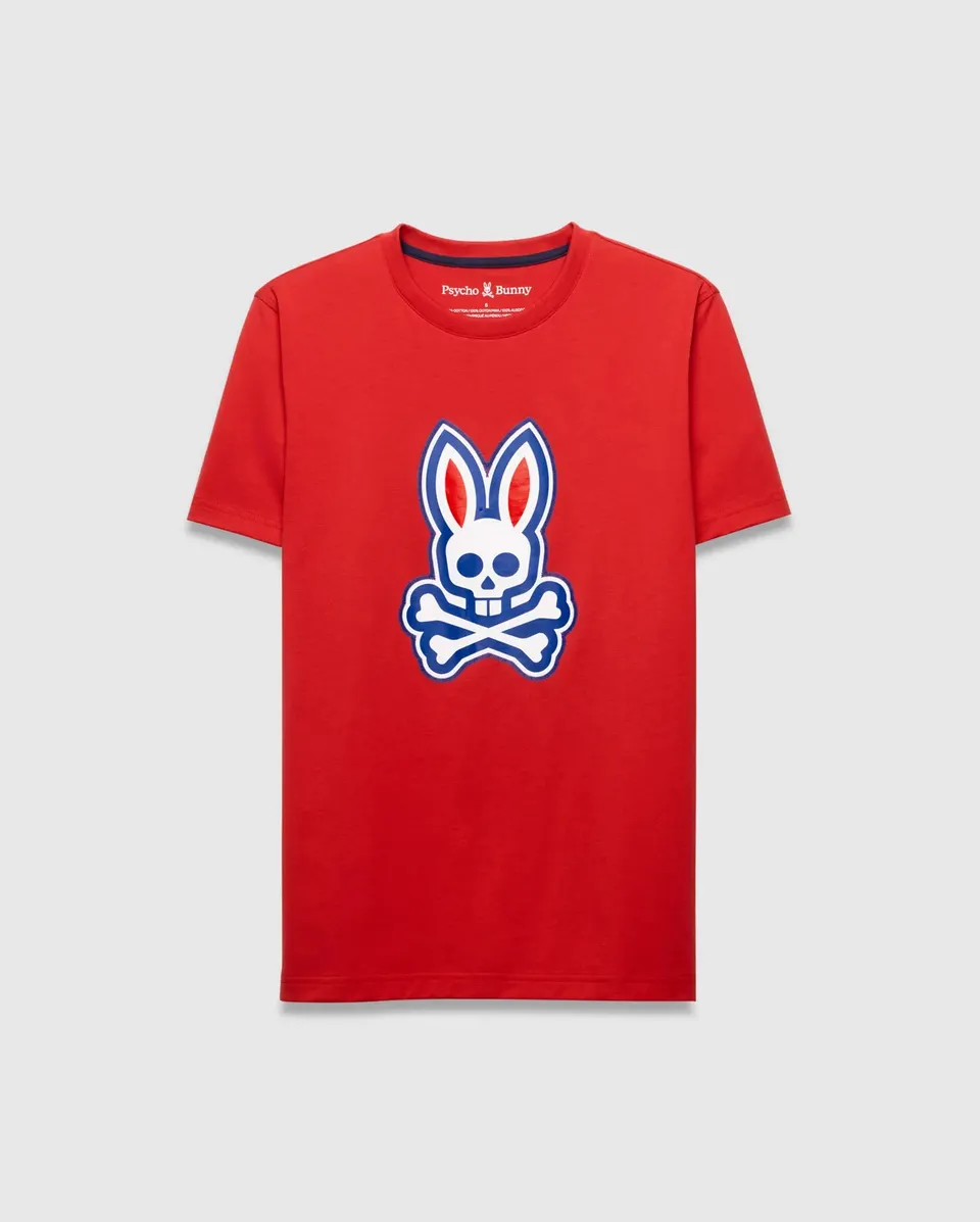 Psycho Bunny Men's Tees John Graphic T-shirt rossa in cotone Pima