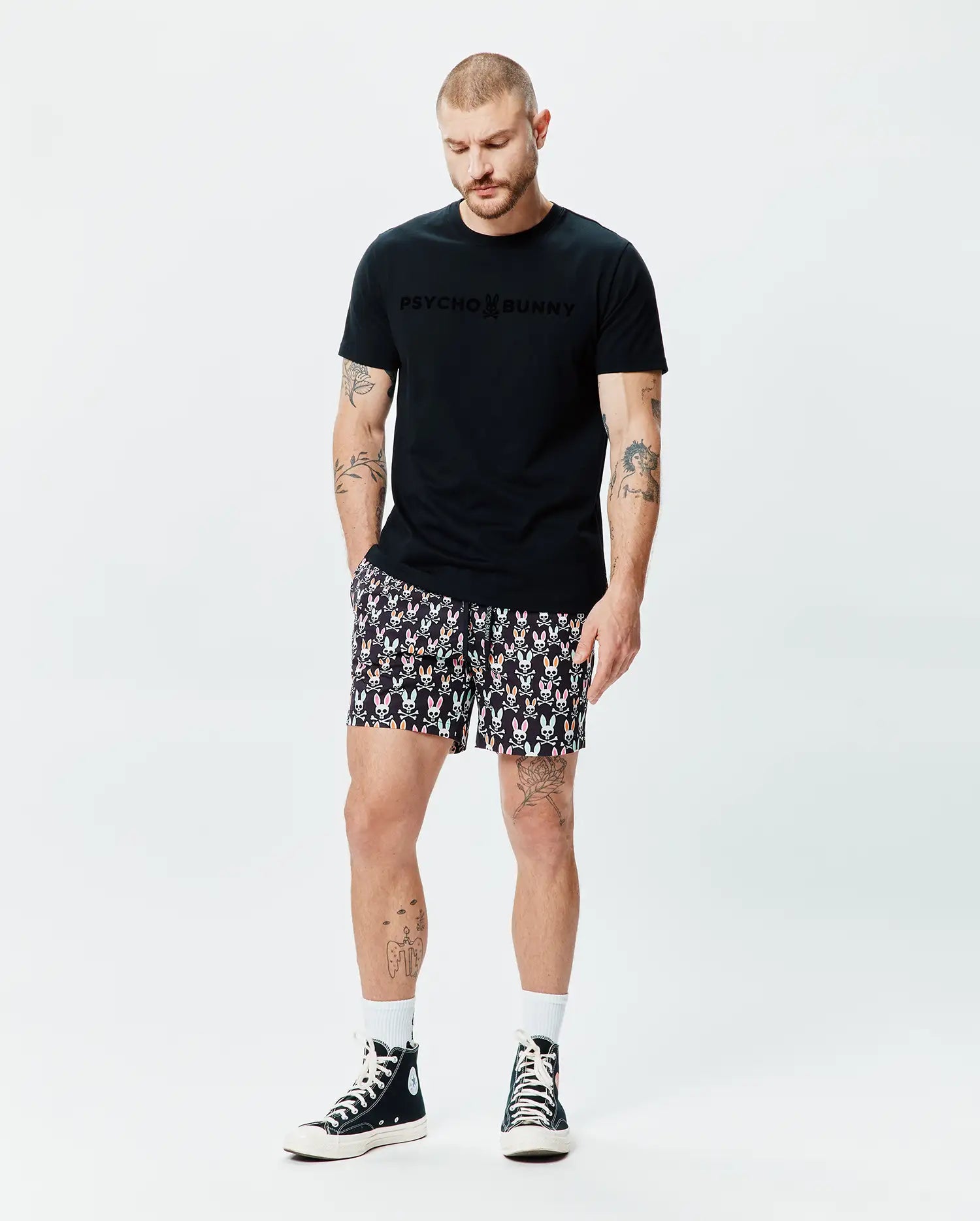 Psycho Bunny Men's Swimwear Byron Swim Trunk 6 MB1000086 costume nero 6 pollici