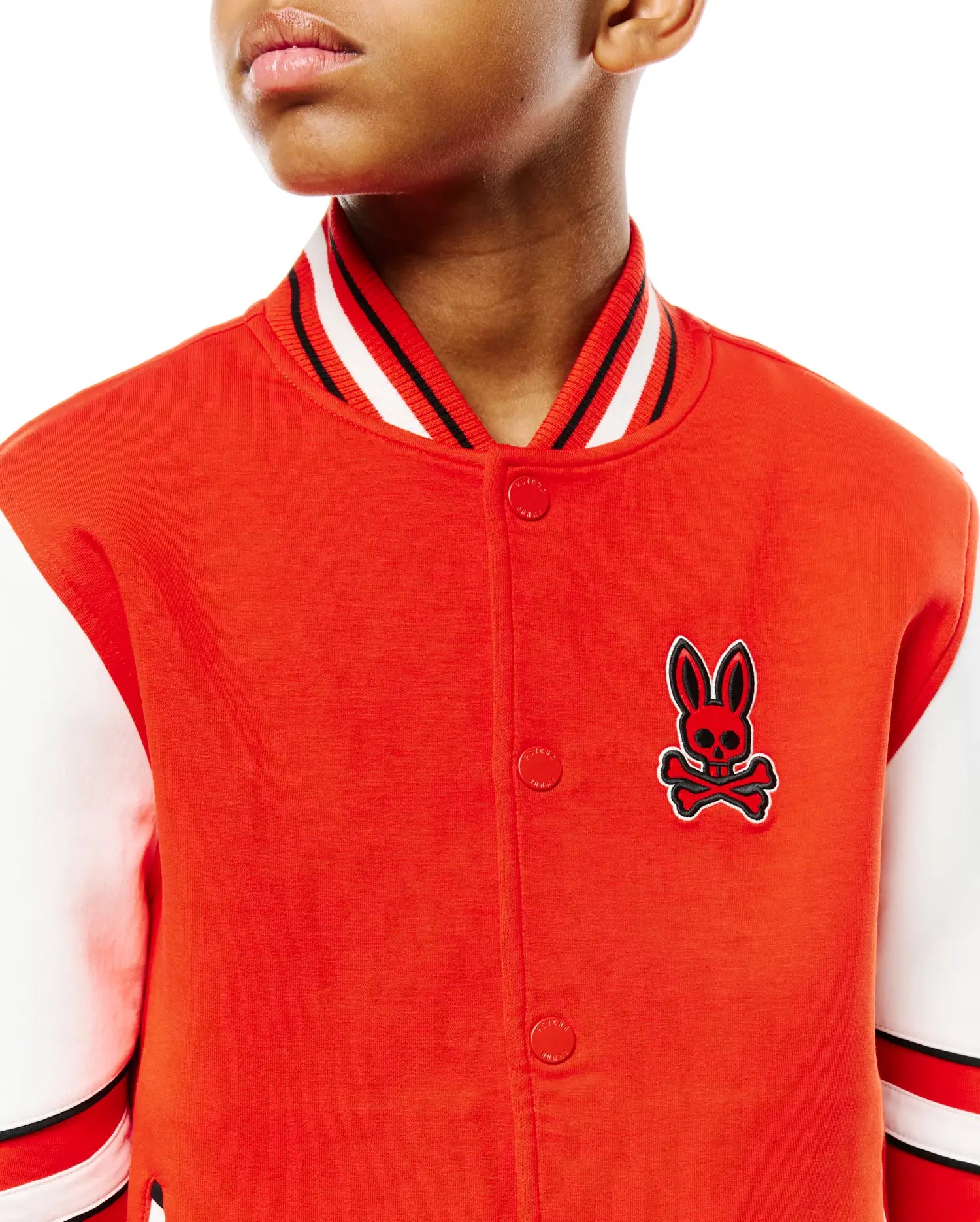 Psycho Bunny Kids Outerwear Joey Varsity Bomber bomber Fiery Red elasticizzato