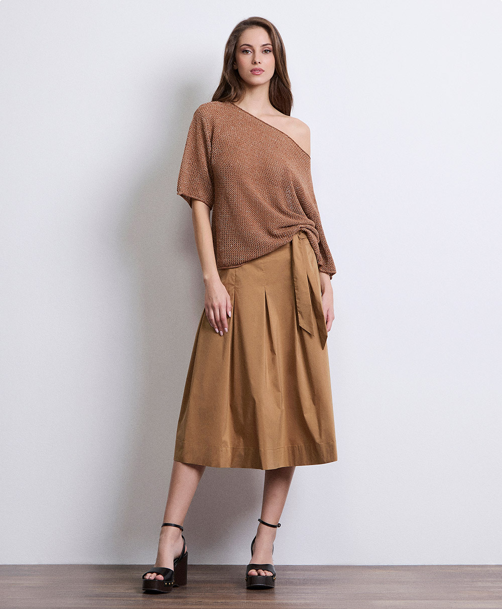 Markup Donna Gonne & Short Gonna con pieghe e cintura in tela vela