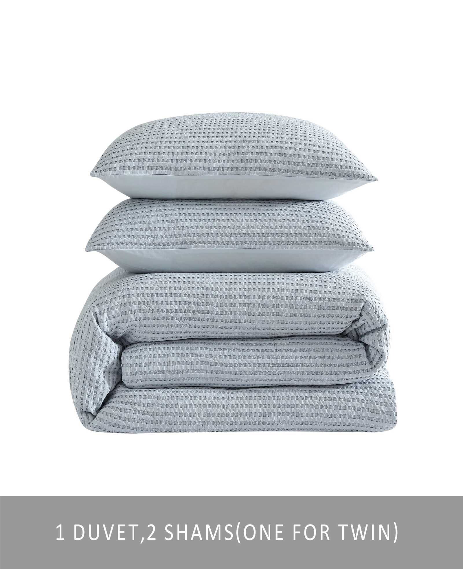Kenneth Cole Reaction Solid Waffle Comforter Set set trapunta blu Full/Queen in poliestere
