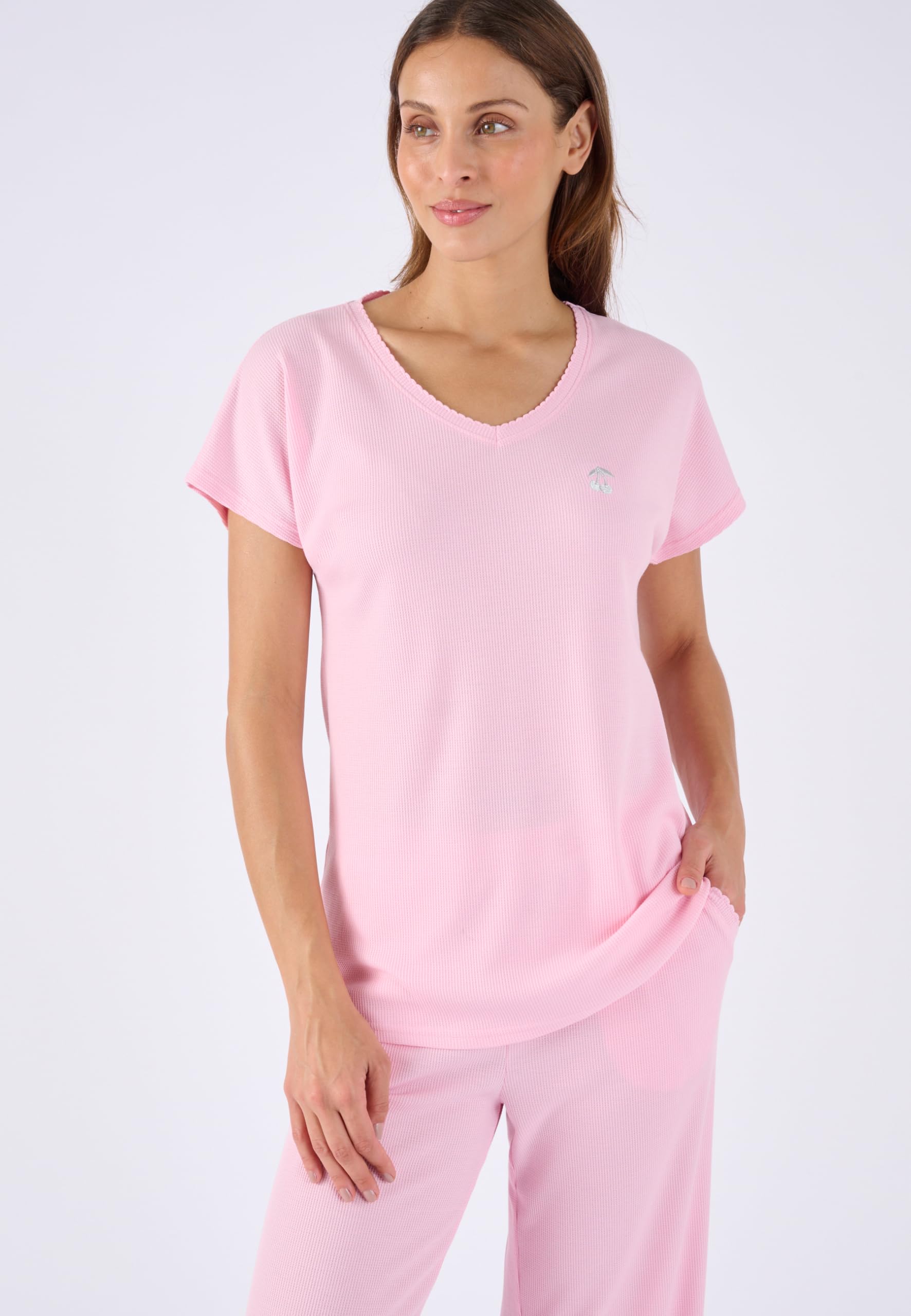 Damart Homewear Pigiama 7/8 in maglia goffrata Blu XS estivo