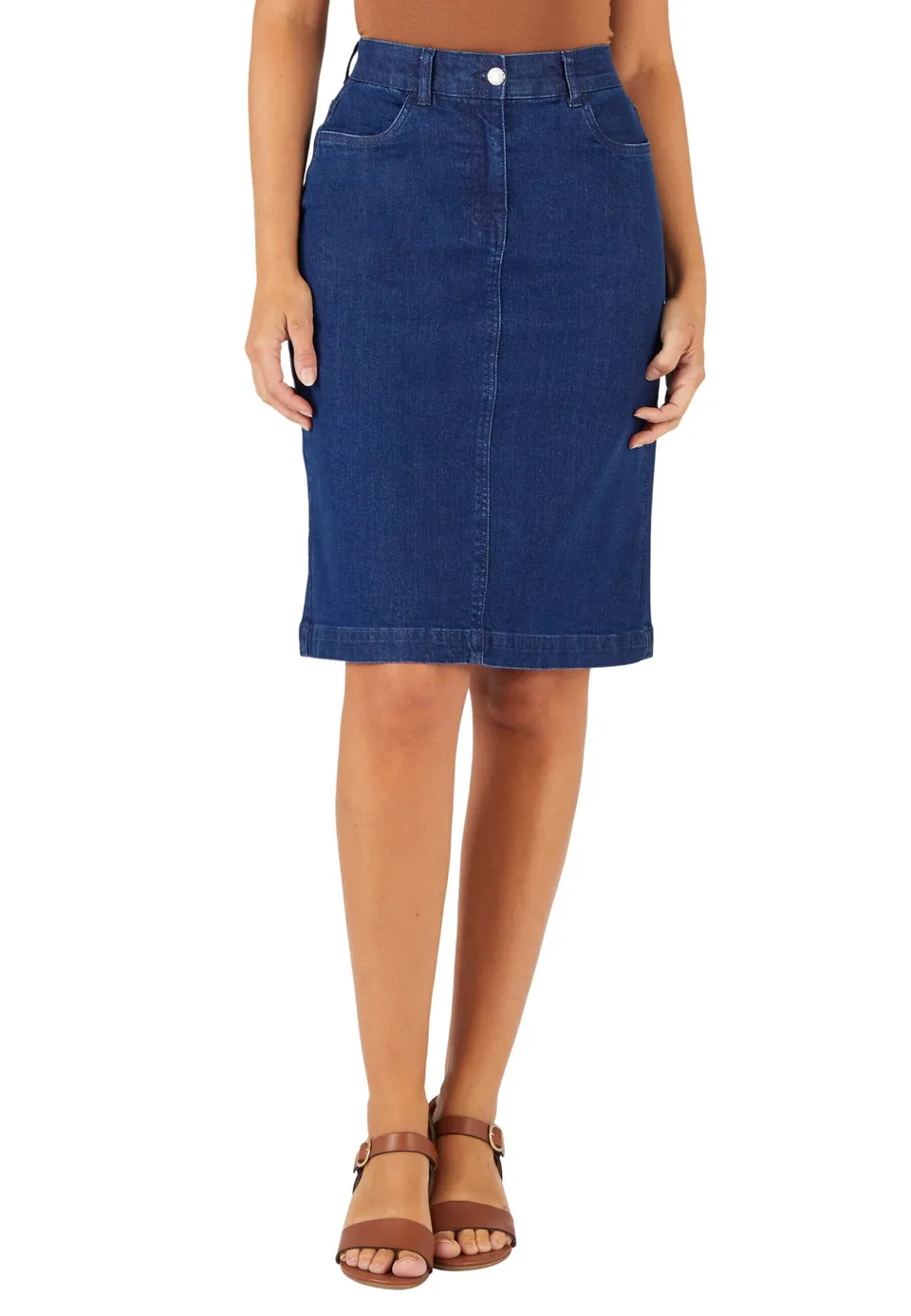 Damart Prêt-à-porter Gonna dritta in jeans donna blu denim scuro 52