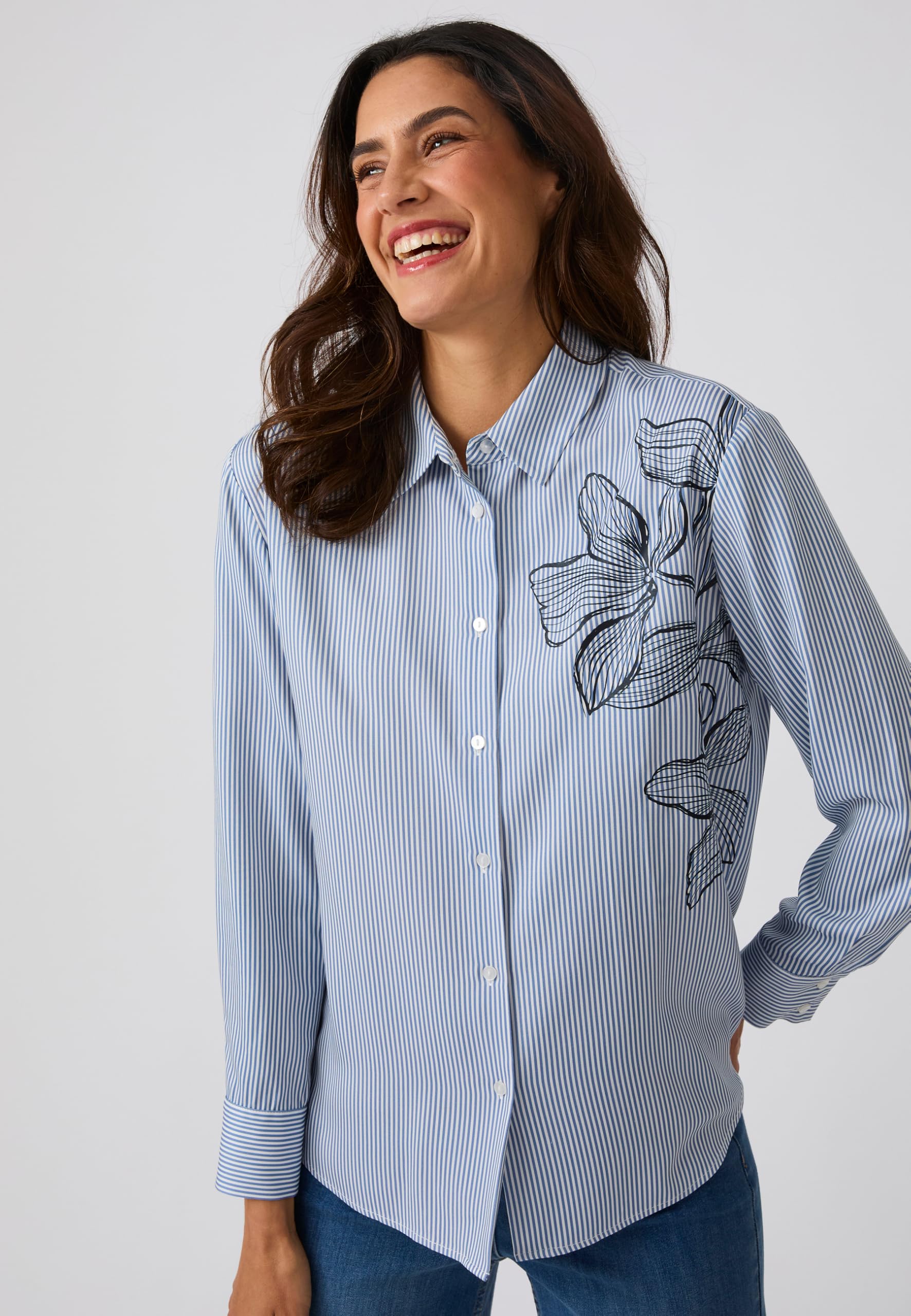 Damart Prêt-à-porter Blusa a righe blu in viscosa EcoVero