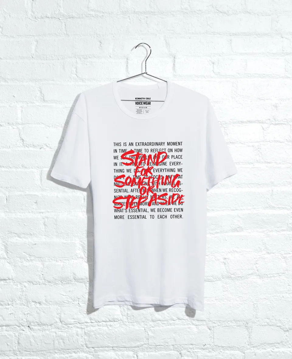 Kenneth Cole Reaction Clothing Stand For Something T-shirt maglietta bianca