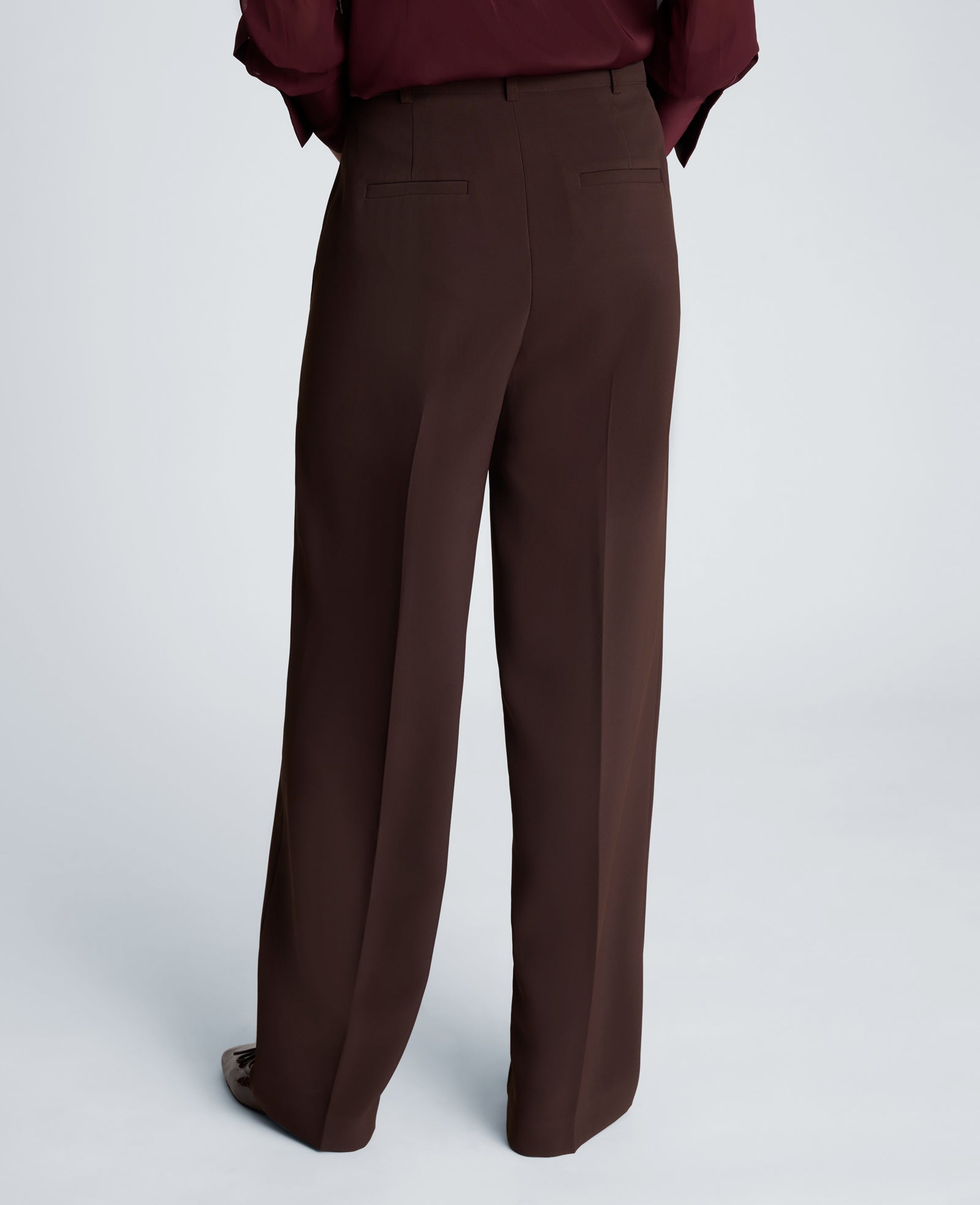 Kenneth Cole Reaction Clothing Fly Front High Rise Wide Leg Pants with Slash Pocket pantaloni Medium Bark vita alta
