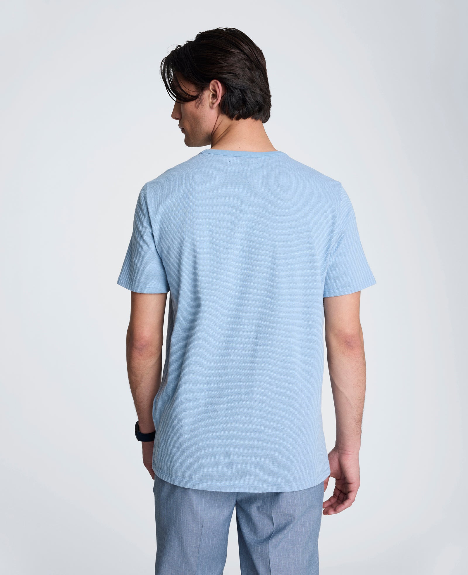Kenneth Cole Reaction Clothing Textured Logo Tee t-shirt azzurra maniche corte cotone