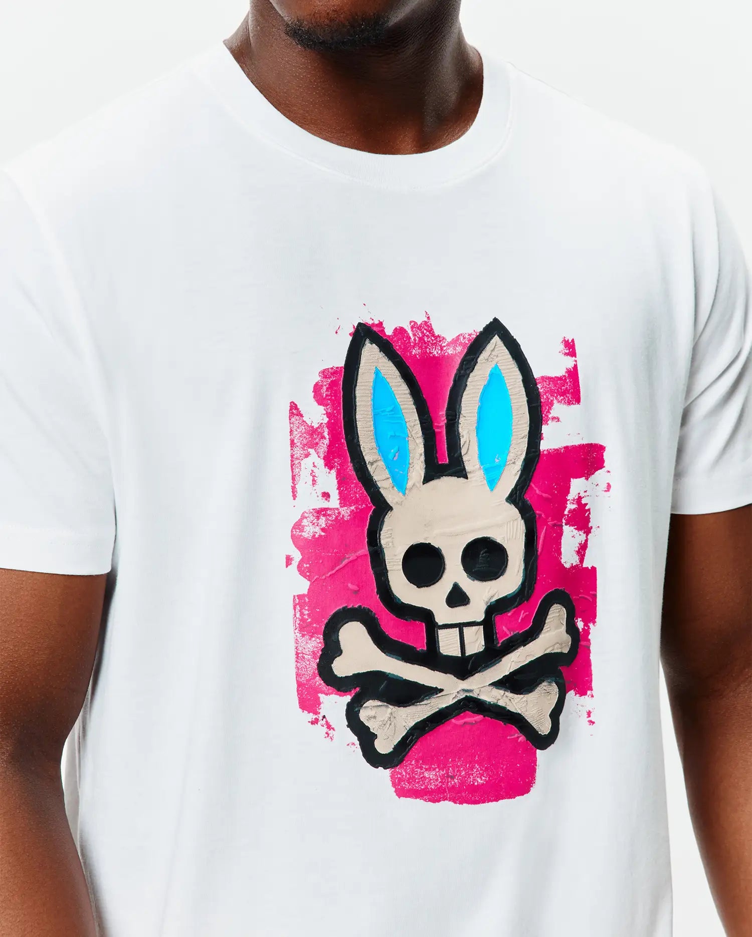Psycho Bunny Men's Tees Marcus Graphic Tee maglietta bianca in cotone Pima