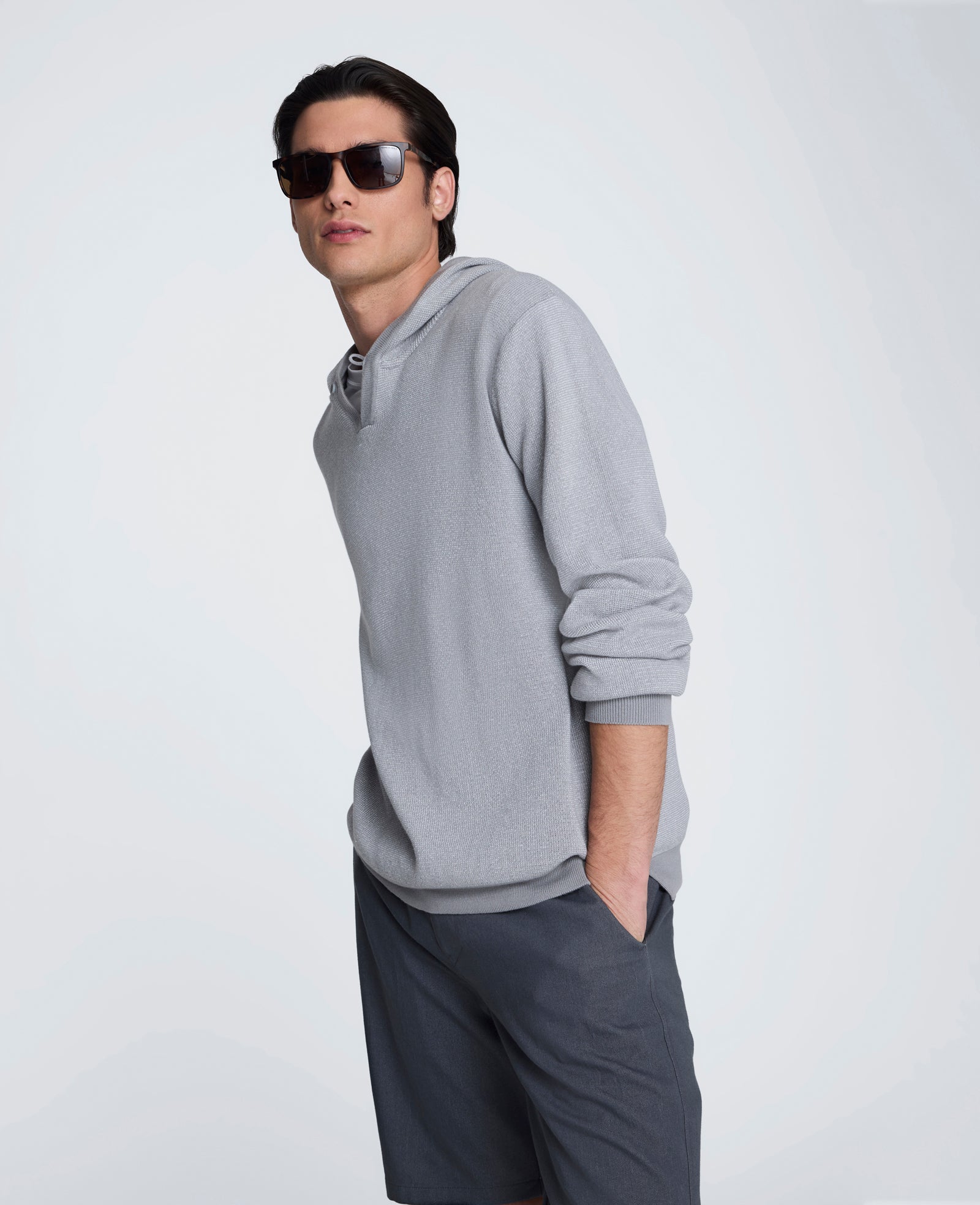 Kenneth Cole Reaction Clothing Sweater Hoodie felpa grigio bianco S