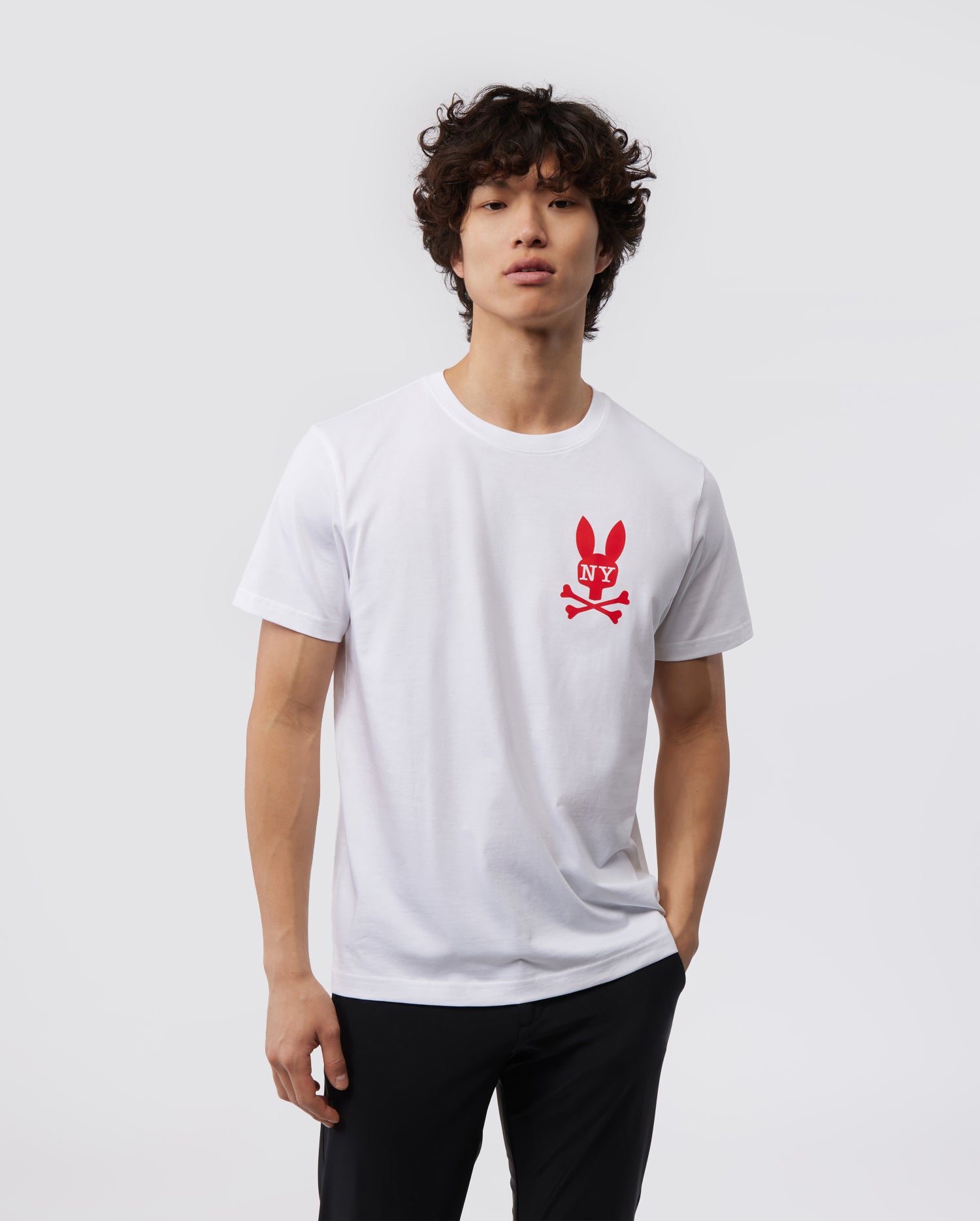 Psycho Bunny Men's Tees New York Tee B6U554W1PC T-shirt bianca in cotone Pima