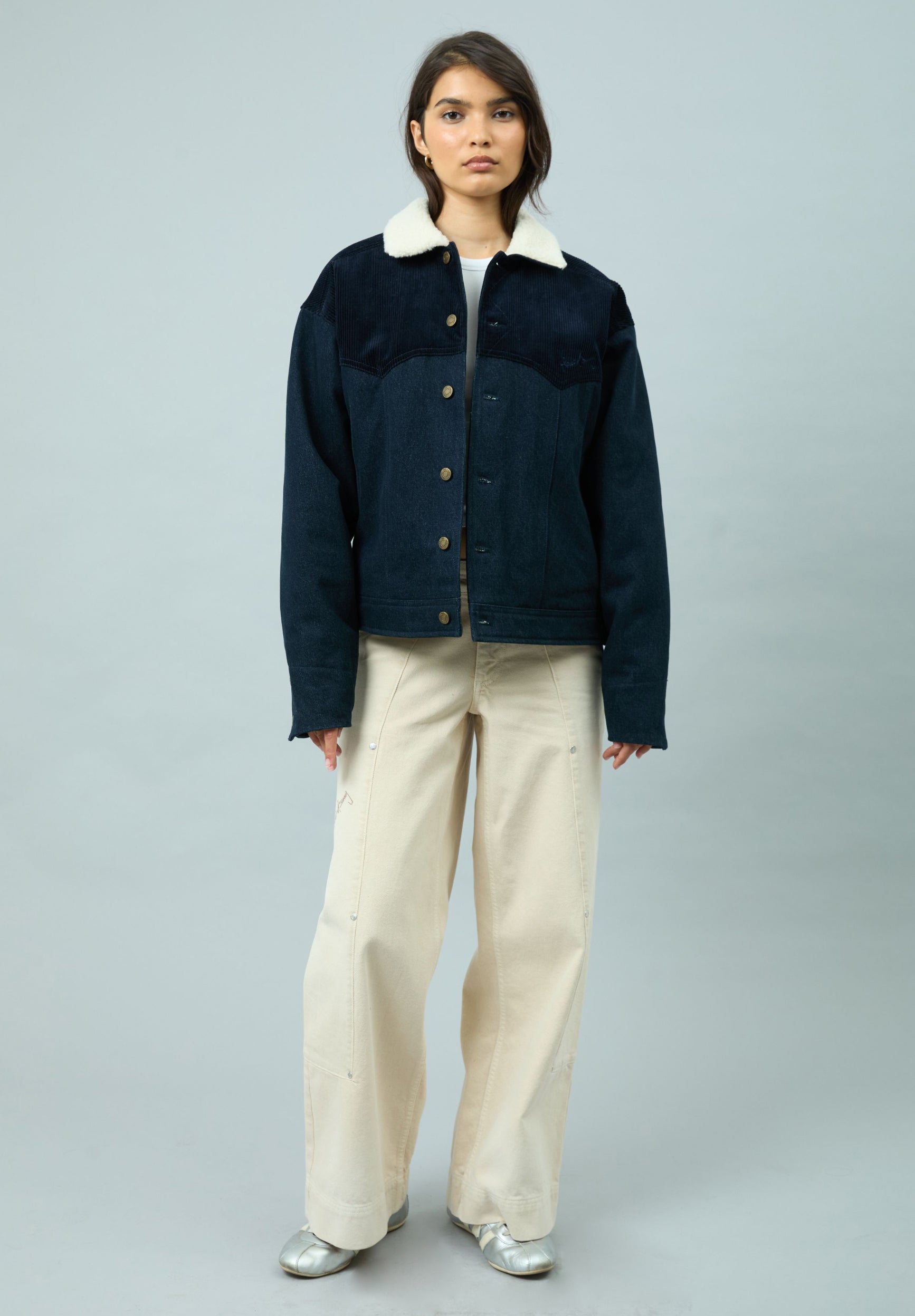 House Of Sunny Women's Denim RIPP MOUNTAIN DENIM JACKET giacca sherpa
