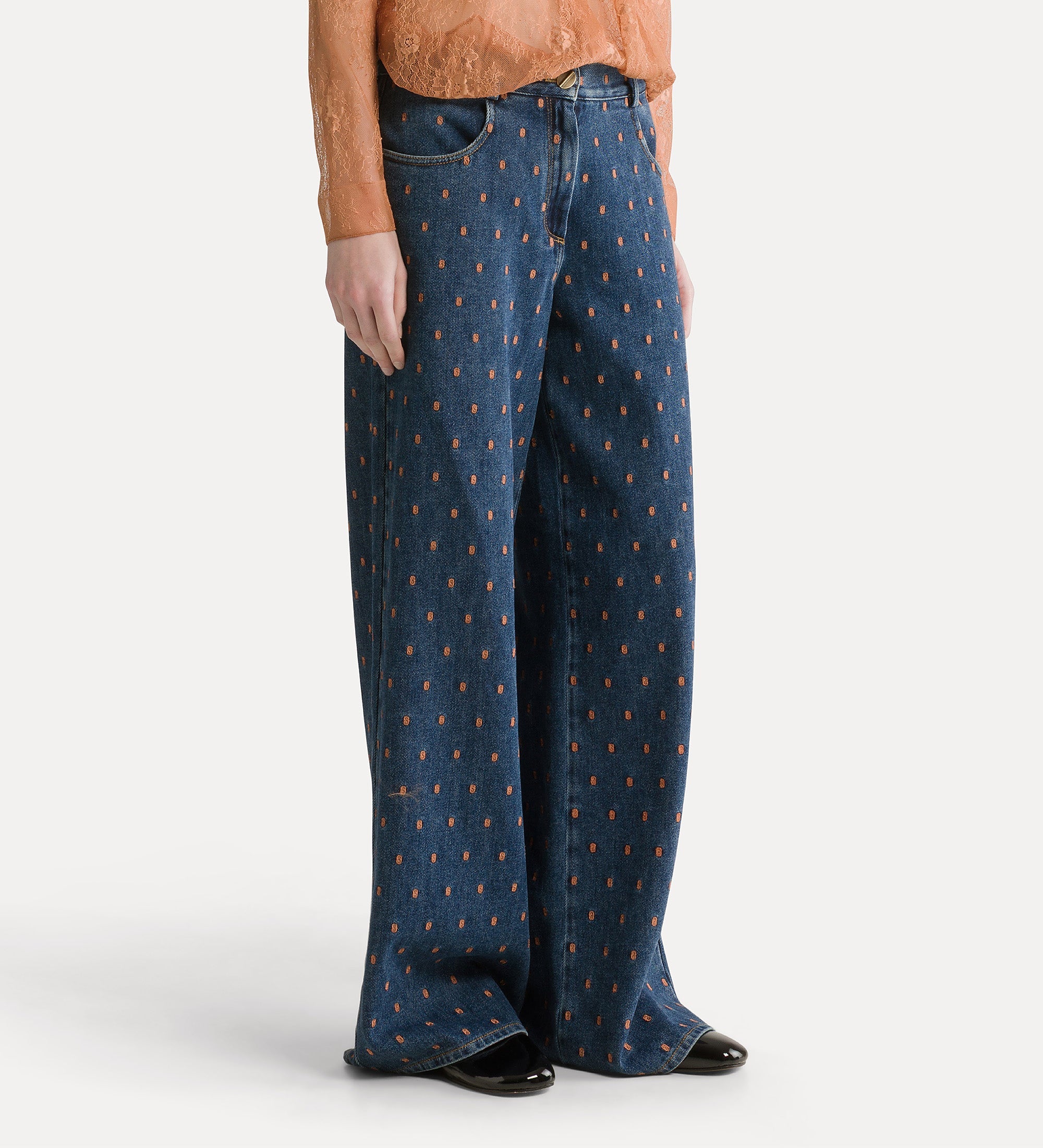 Forte pantaloni embroidered 5-pocket trousers indigo ricamati