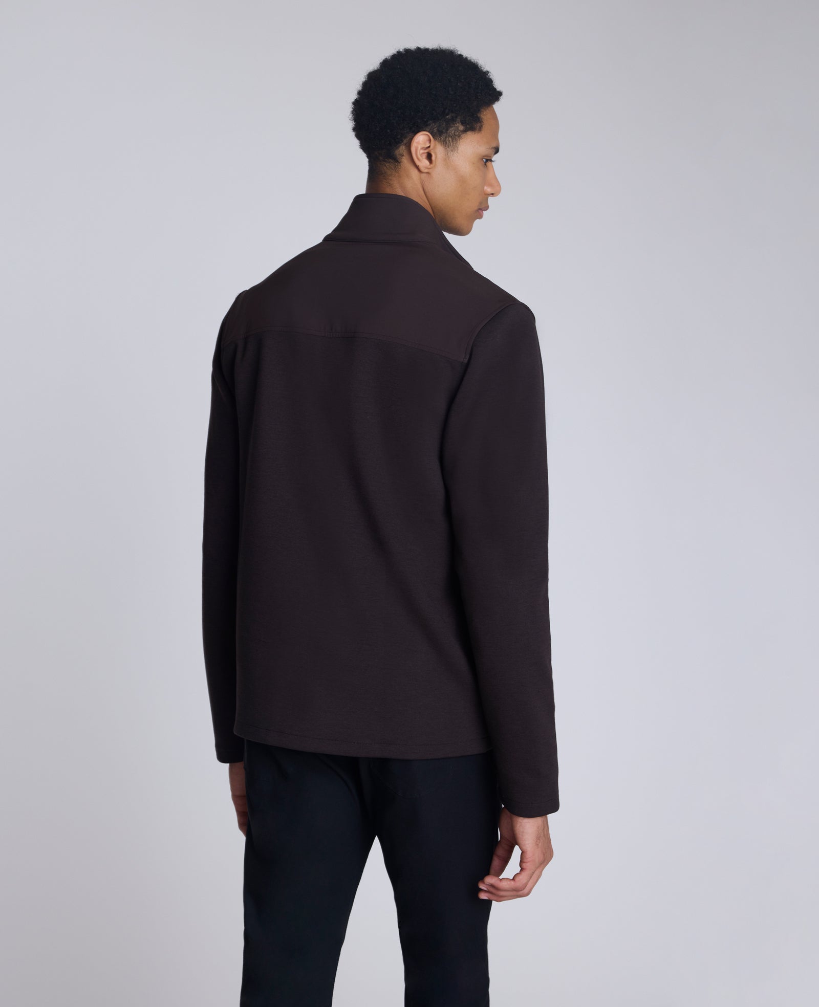 Kenneth Cole Reaction Clothing Mock Neck Full Zip Jacket giacca marrone collo alto